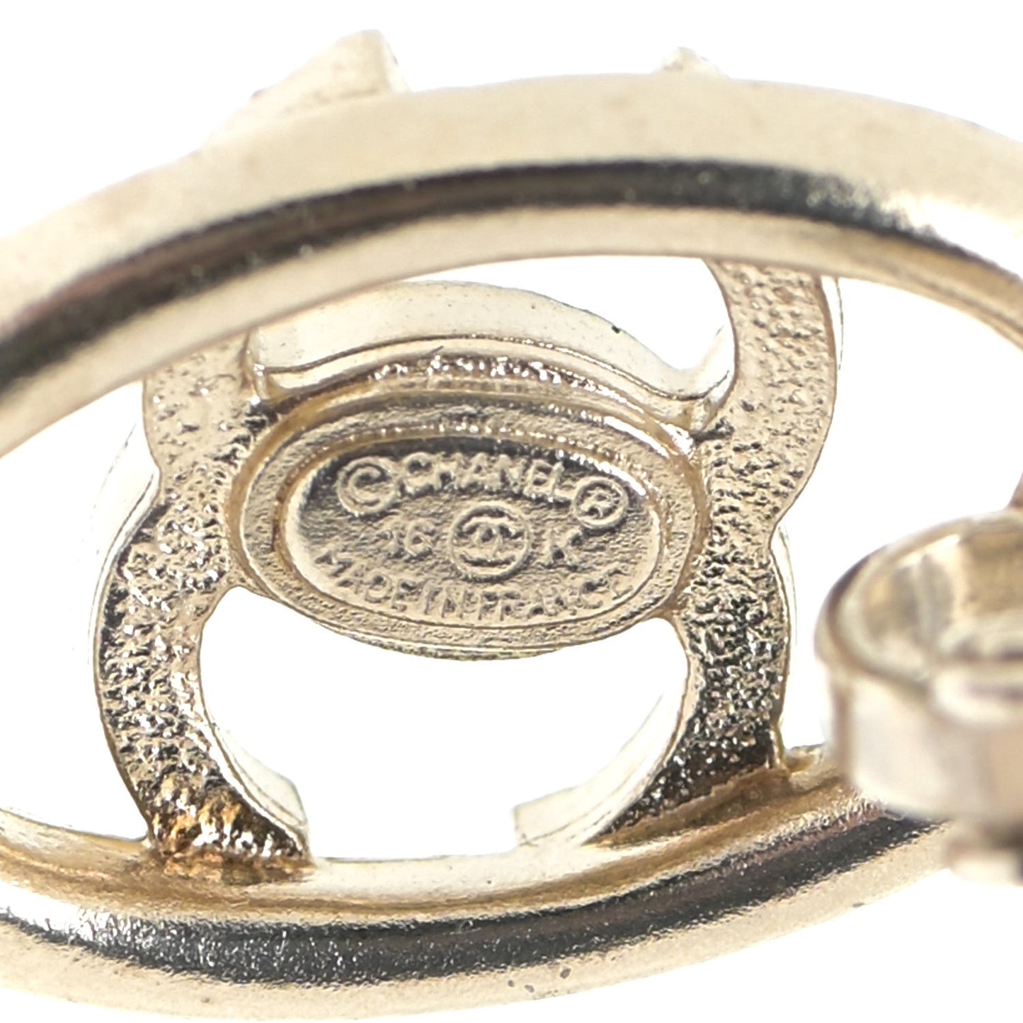 Crystal Pearl CC Drop Earrings Gold