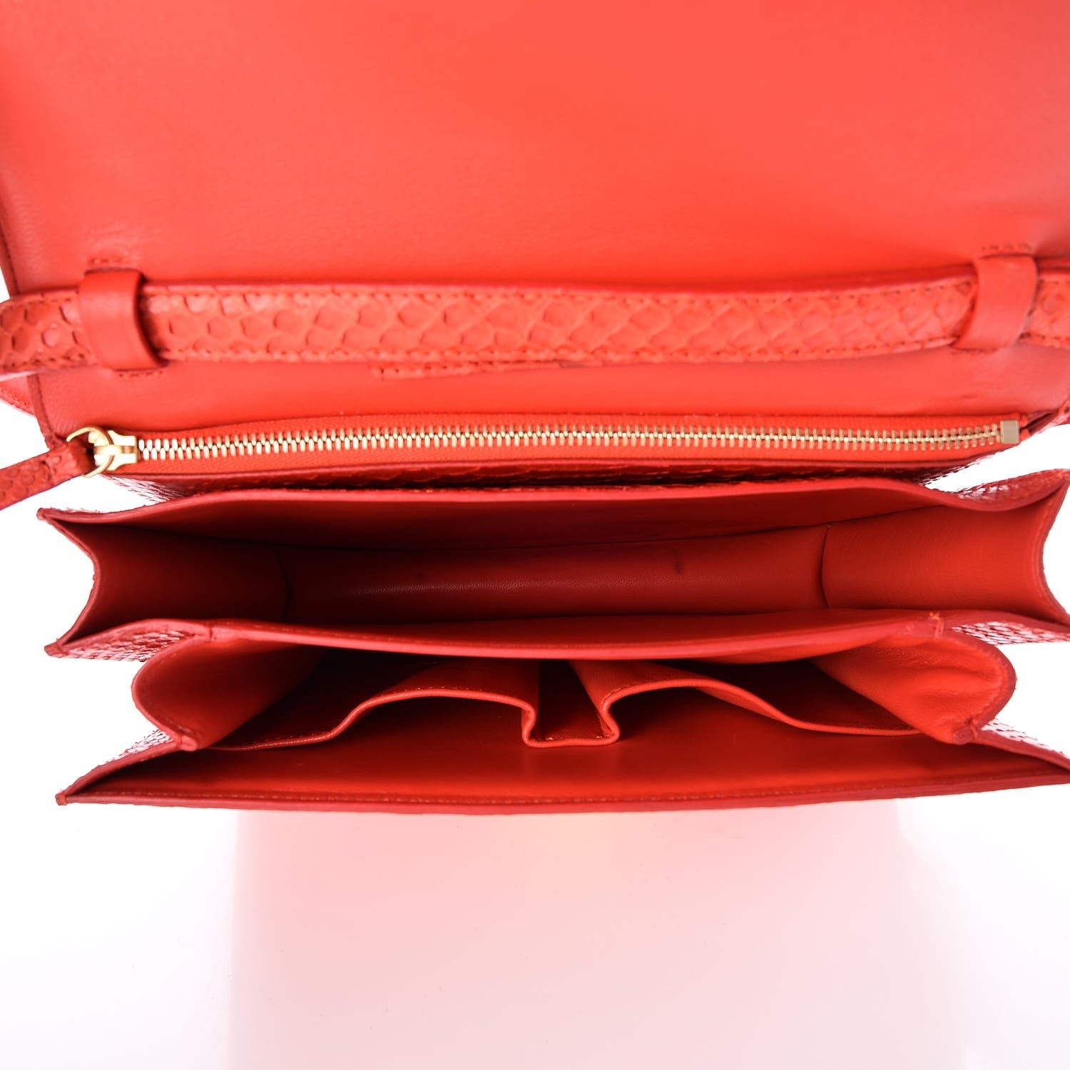 Celine Python Medium Classic Box Flap Bag Red 6 of 12