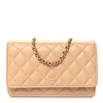 Chanel Caviar Quilted Wallet on Chain WOC Beige 1 of 11