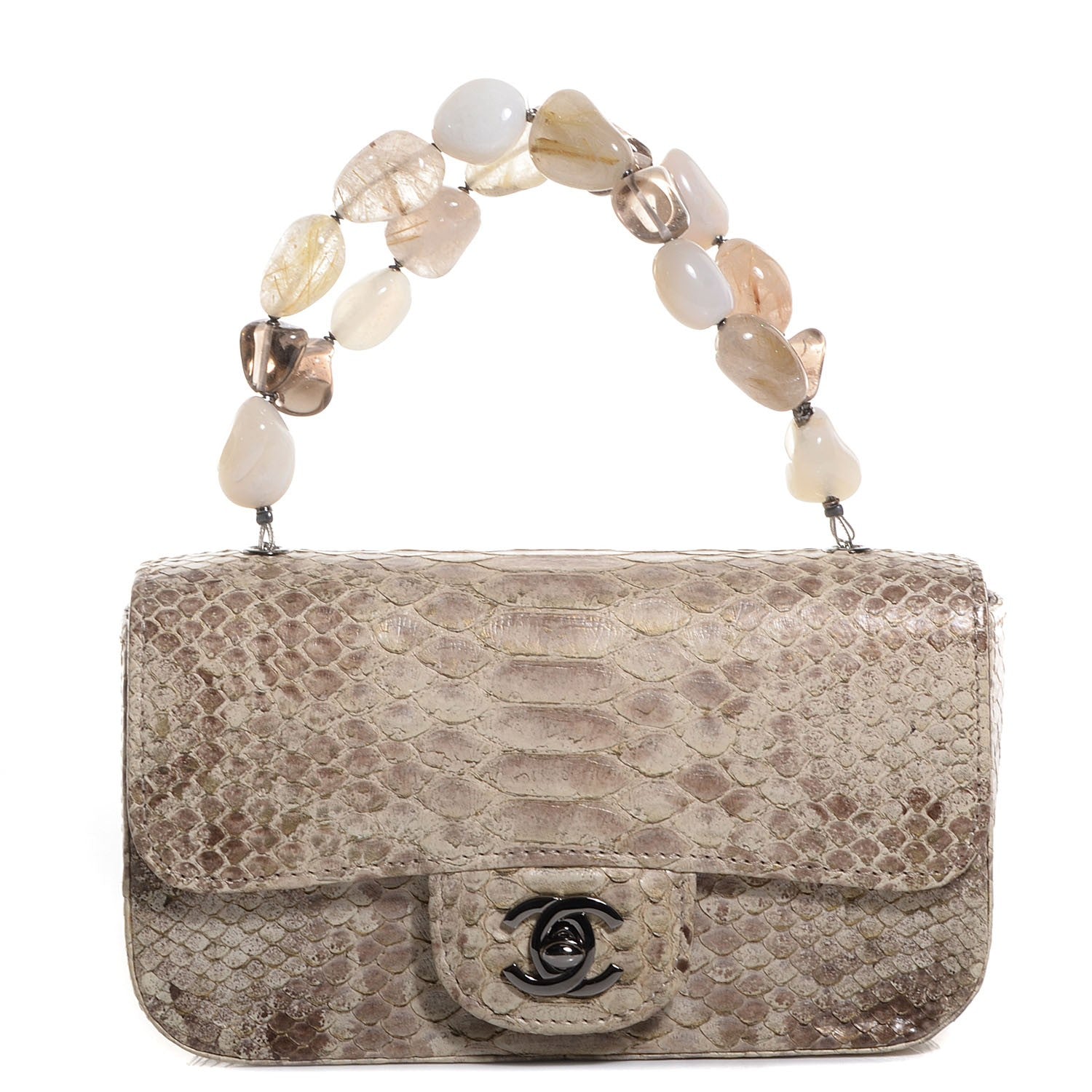 Chanel Python Stone Embellished Mini Flap Beige 1 of 8