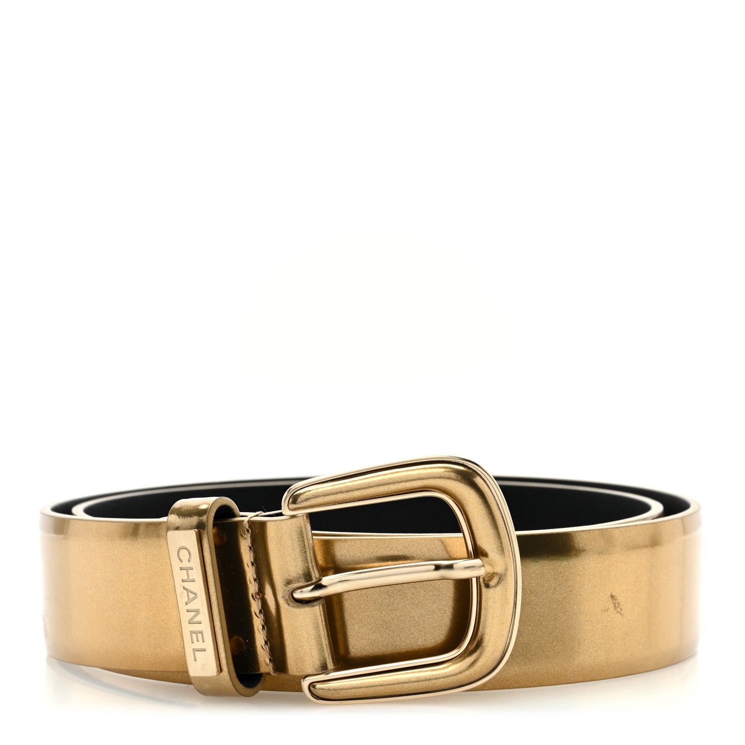 Chanel Metallic Calfskin Logo Belt 75 30 Gold 1 of 4