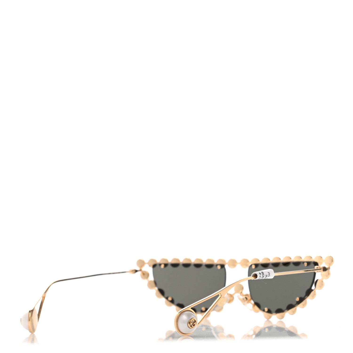 Gucci Metal Pearl Cat Eye Sunglasses GG0364S Gold 4 of 9