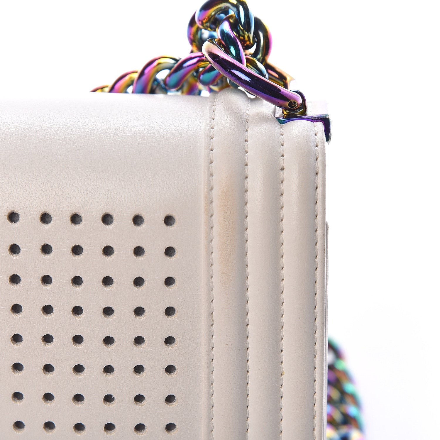 Chanel Lambskin LED Iridescent Metal Medium Boy Flap White Multicolor 14 of 16