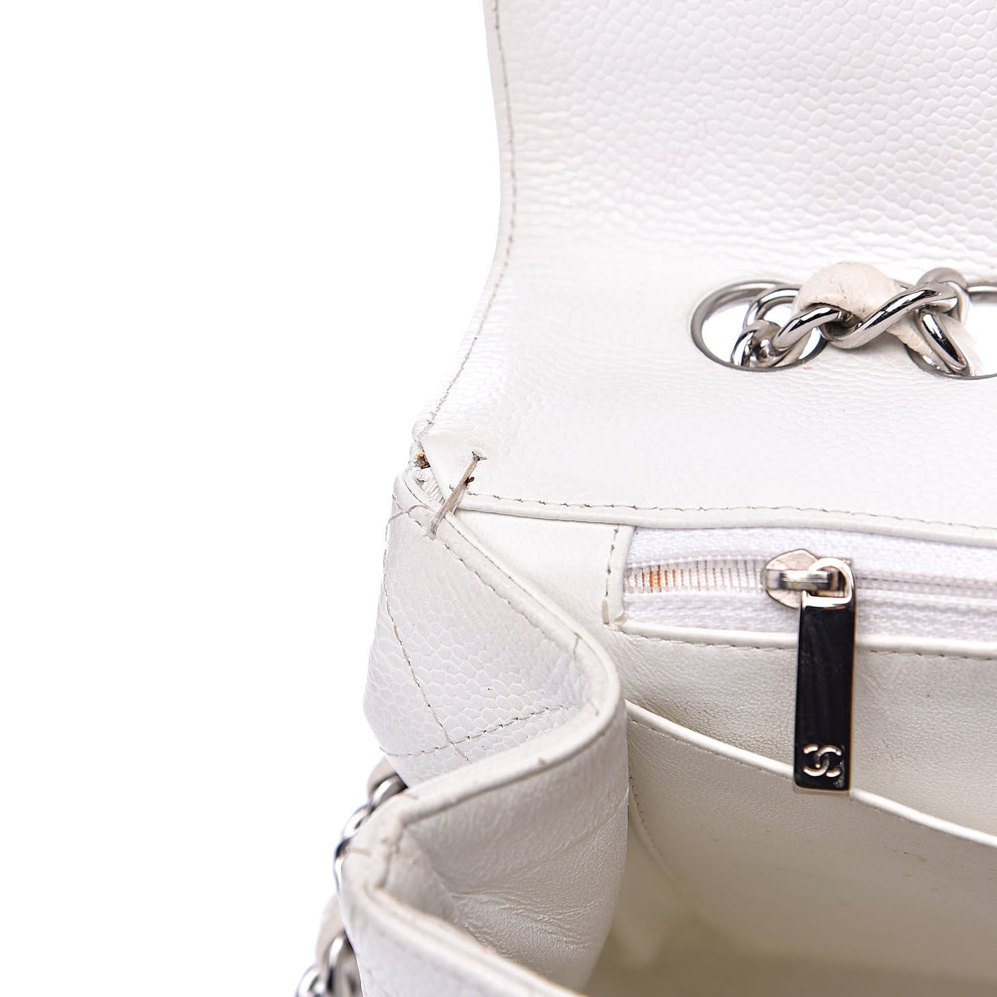 Caviar Quilted Jumbo Single Flap White
