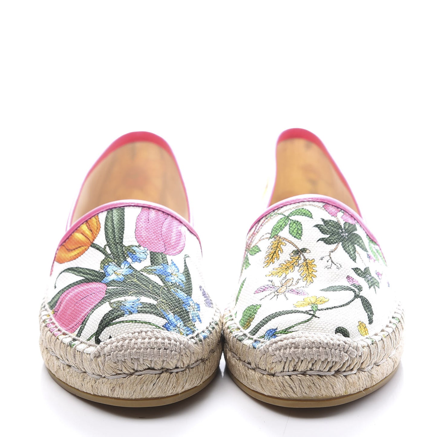 Canvas Flora Print Espadrilles 36 White Multicolor Fuxia
