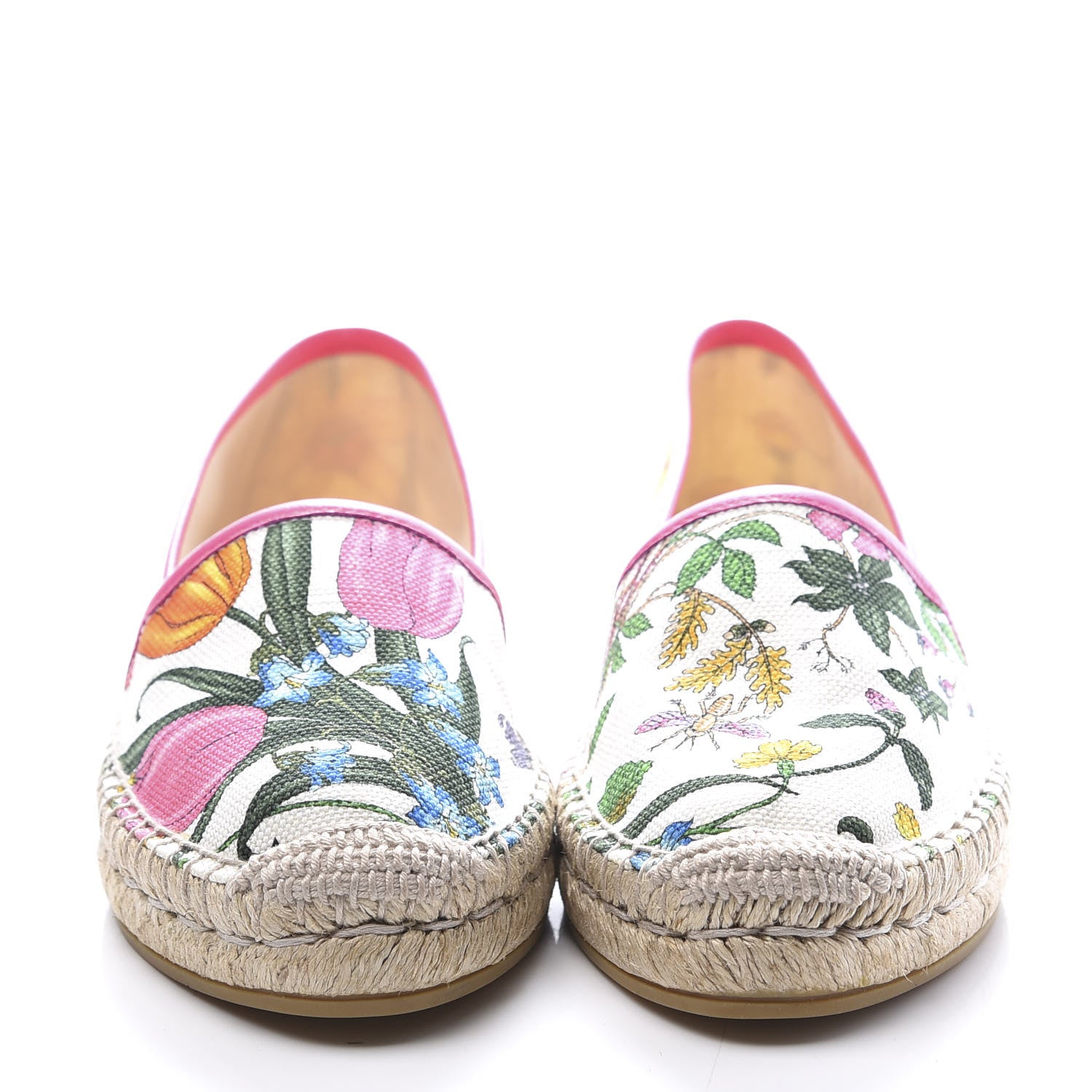 Gucci Canvas Flora Print Espadrilles 36 White Multicolor Fuxia 3 of 9