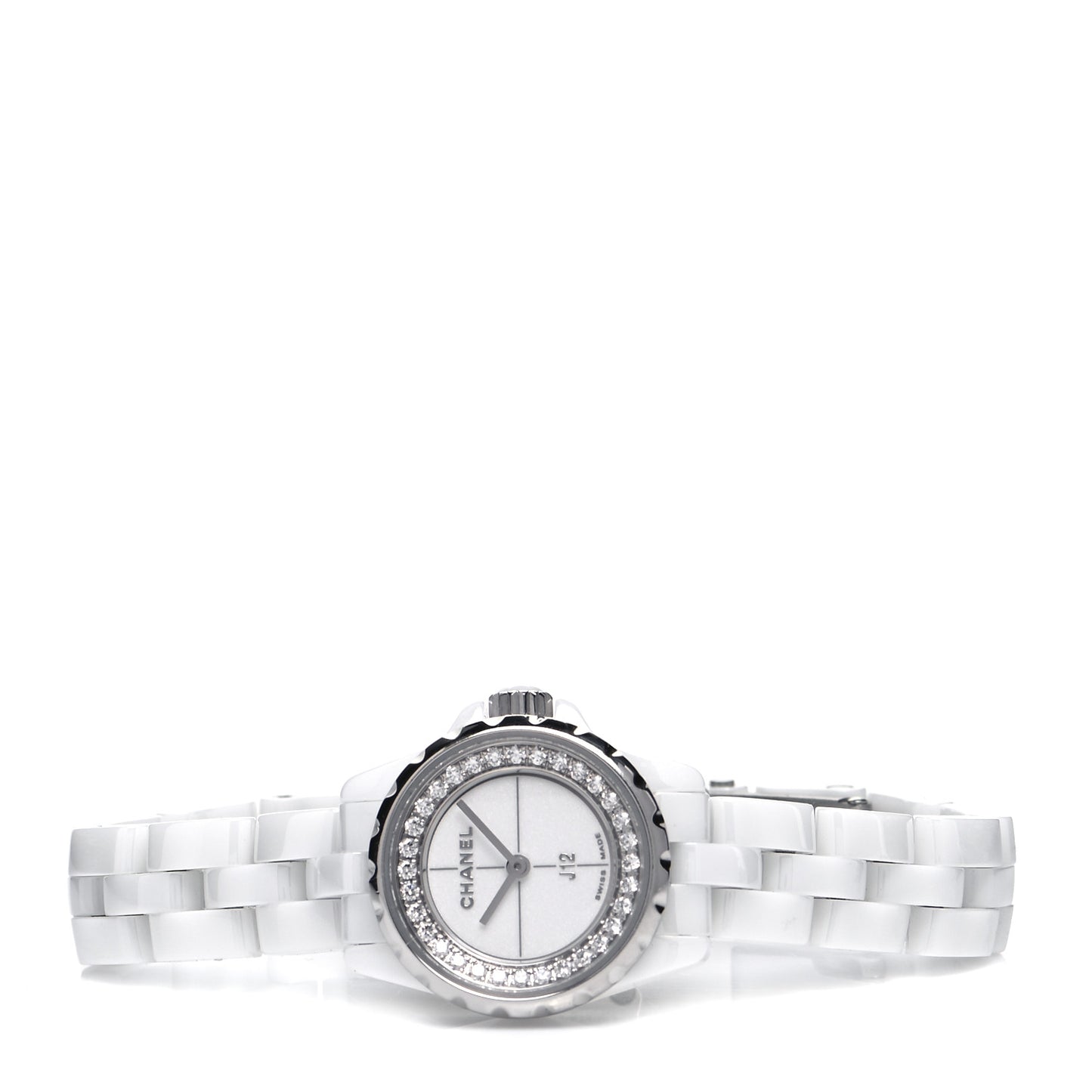 Stainless Steel Ceramic Diamond Bezel 20mm J12 Quartz Watch White