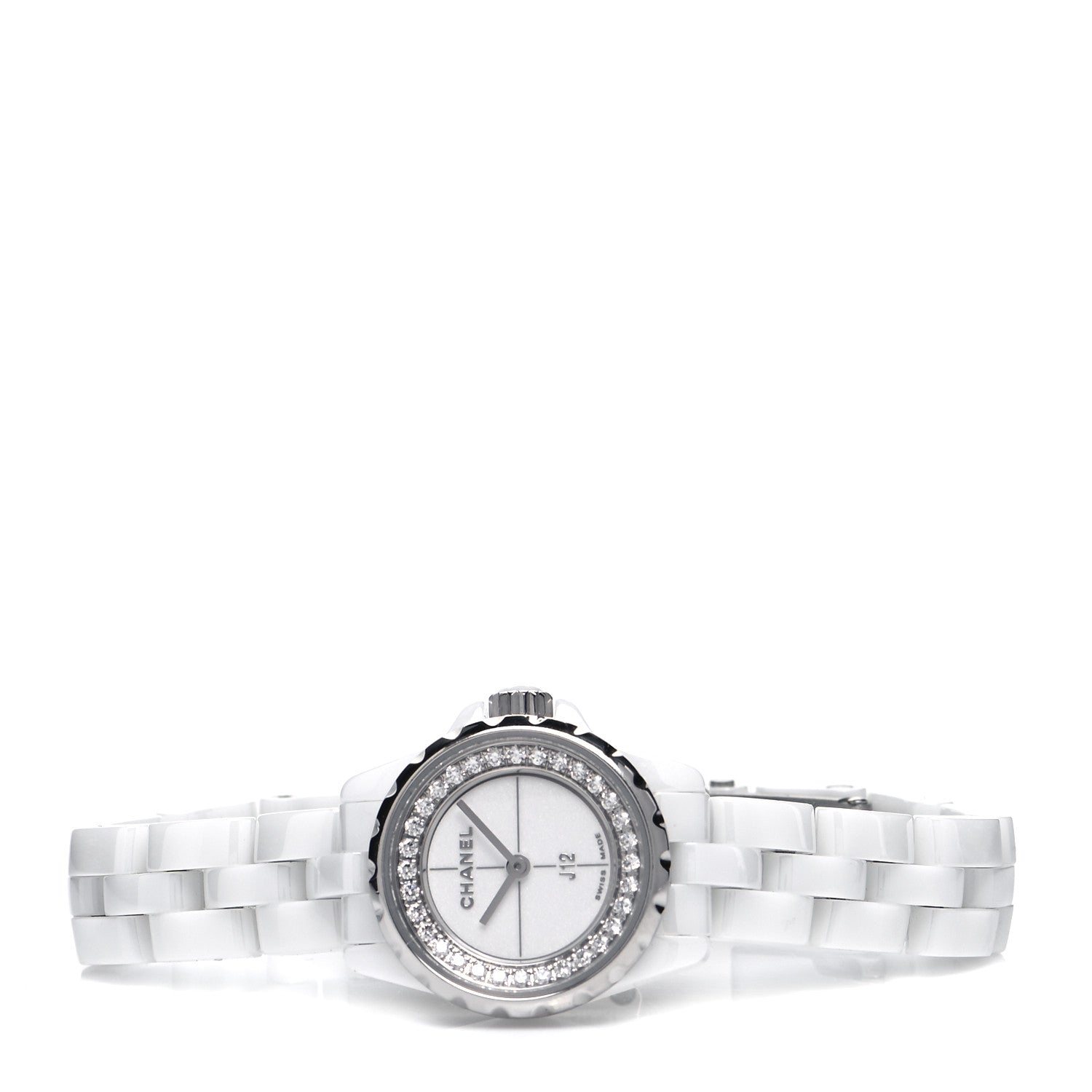 Chanel Stainless Steel Ceramic Diamond Bezel 20mm J12 Quartz Watch White 2 of 4