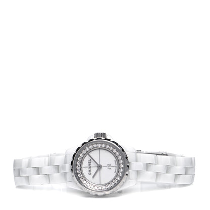 Chanel Stainless Steel Ceramic Diamond Bezel 20mm J12 Quartz Watch White 2 of 4