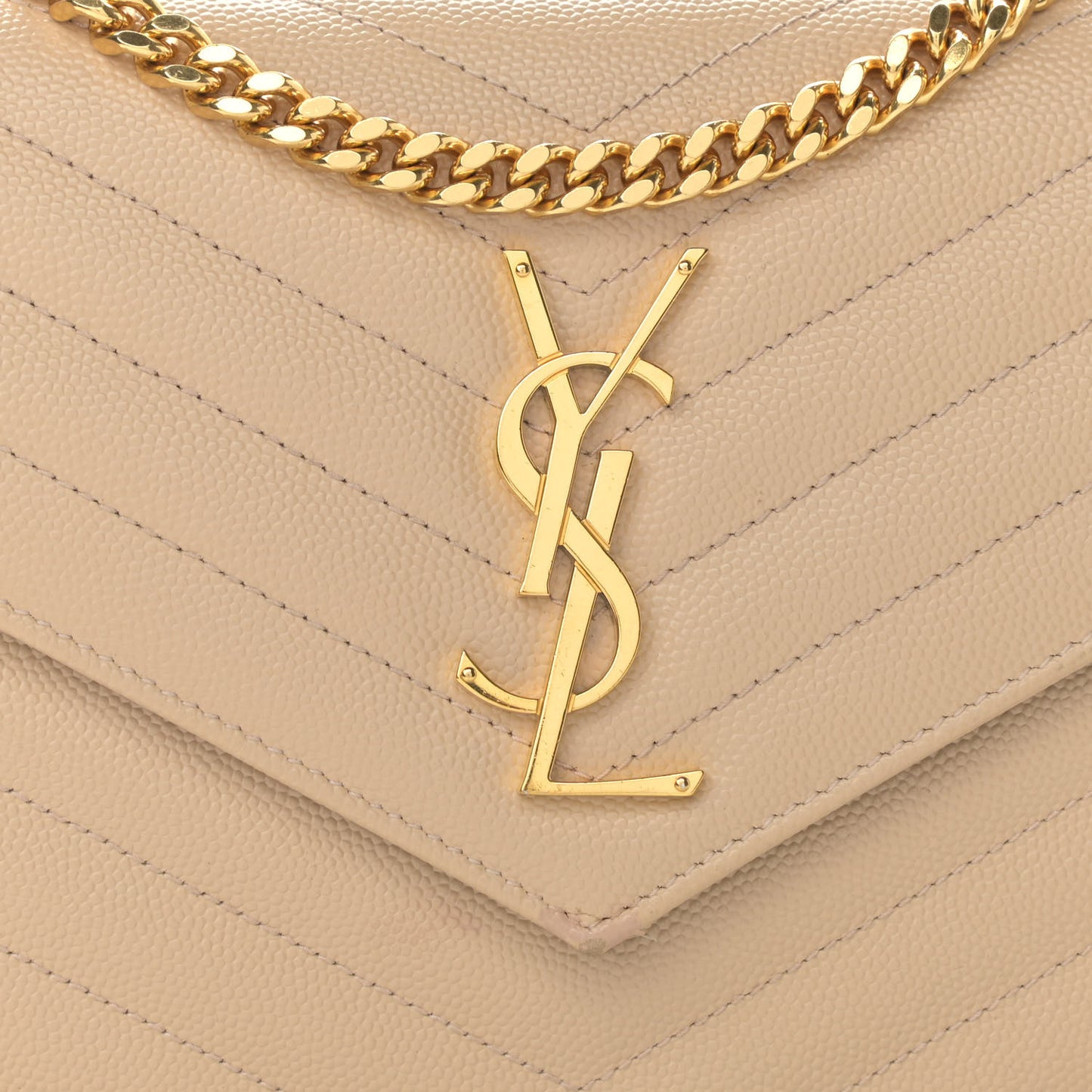 Grain De Poudre Matelasse Chevron Monogram Chain Wallet Nude Powder