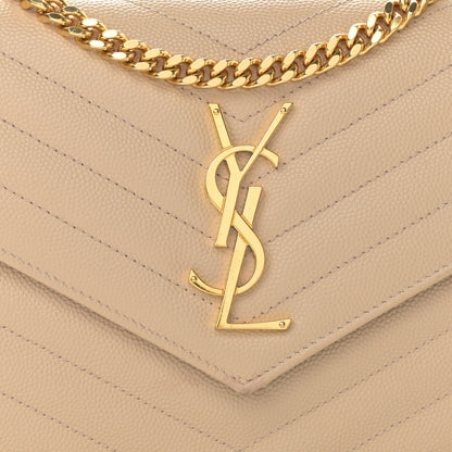 Saint Laurent Grain De Poudre Matelasse Chevron Monogram Chain Wallet Nude Powder 8 of 10