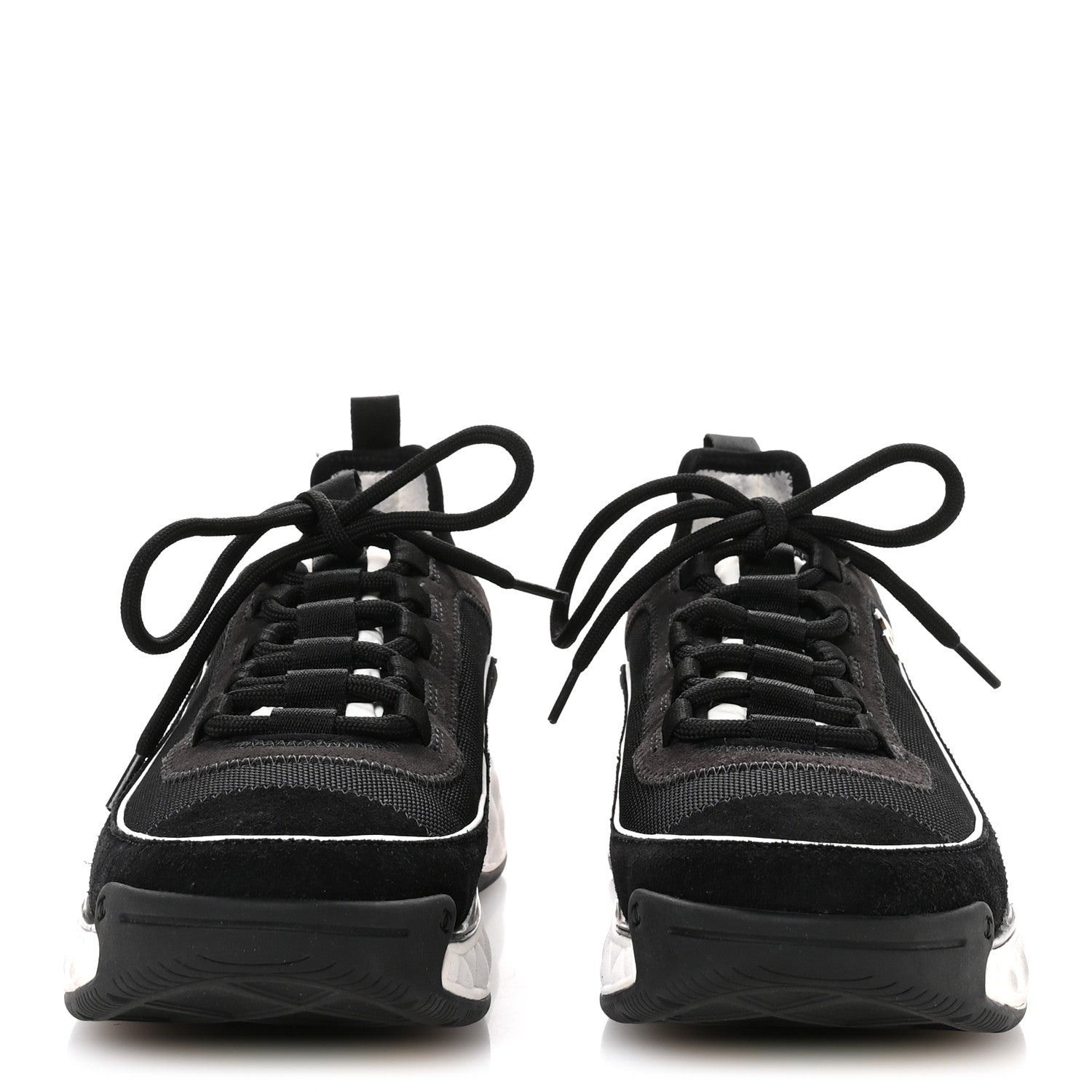 Chanel Velvet Calfskin Mixed Fibers CC Sneakers 39.5 Black 1780285