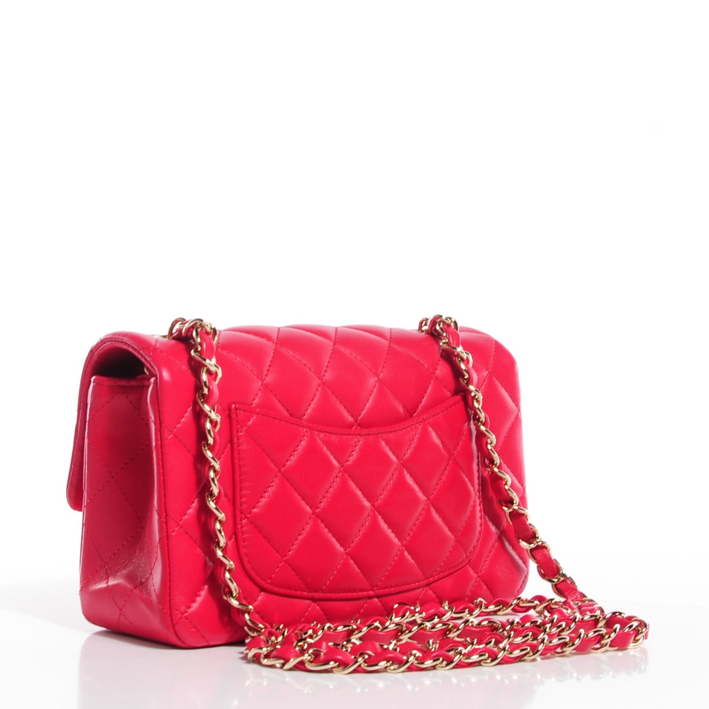 Lambskin Quilted Mini Rectangular Flap Fuchsia