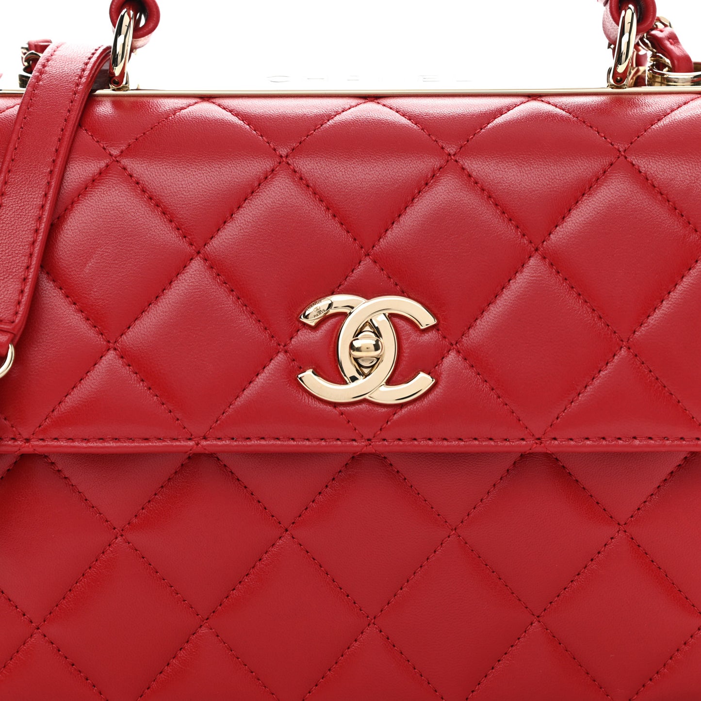 Lambskin Quilted Small Trendy CC Flap Dual Handle Bag Red