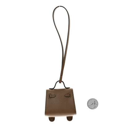 Hermes Tadelakt Chevre Mysore Kelly Quelle Idole Bag Charm Etoupe Nata Black 5 of 10