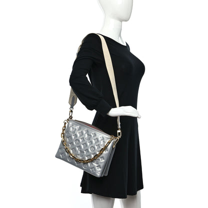 Louis Vuitton Metallic Lambskin Embossed Monogram Coussin PM Silver 2 of 10