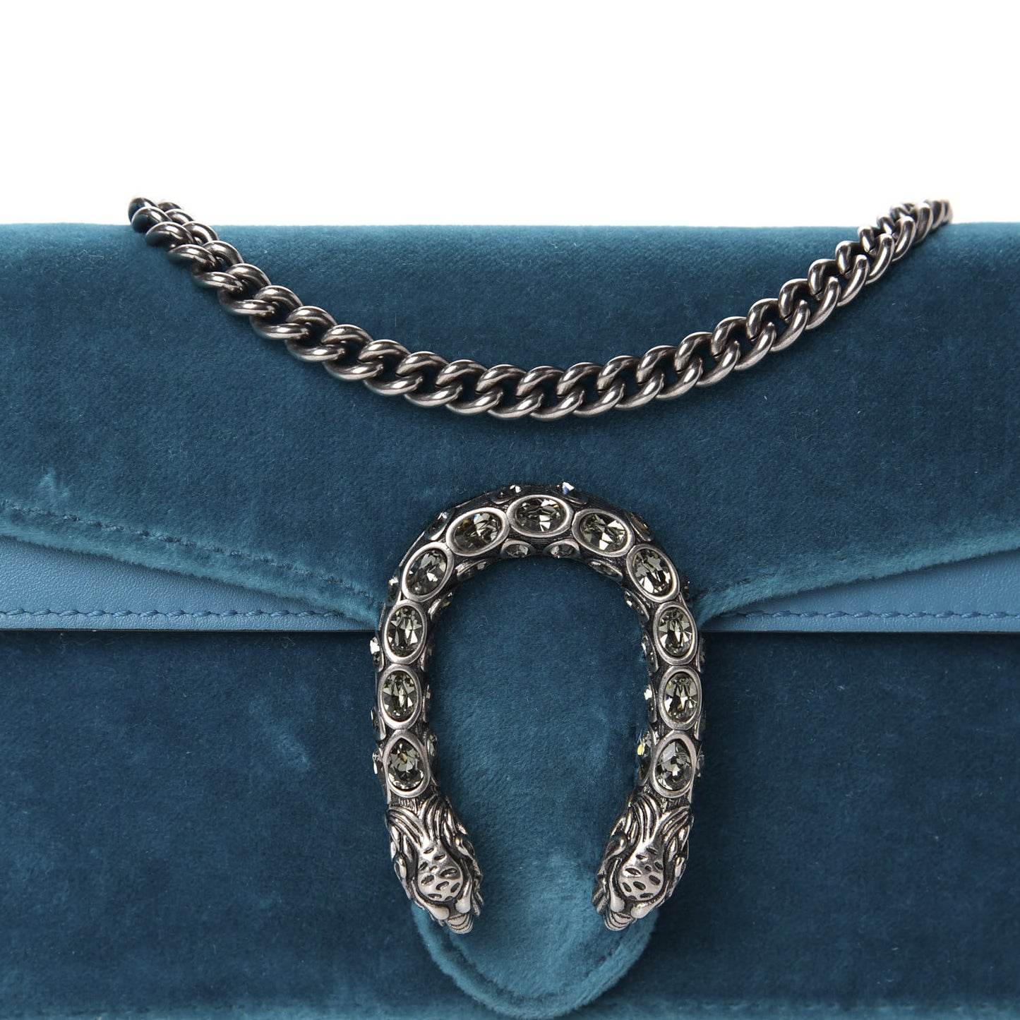 Velvet Super Mini Dionysus Shoulder Bag Pavone Cyan