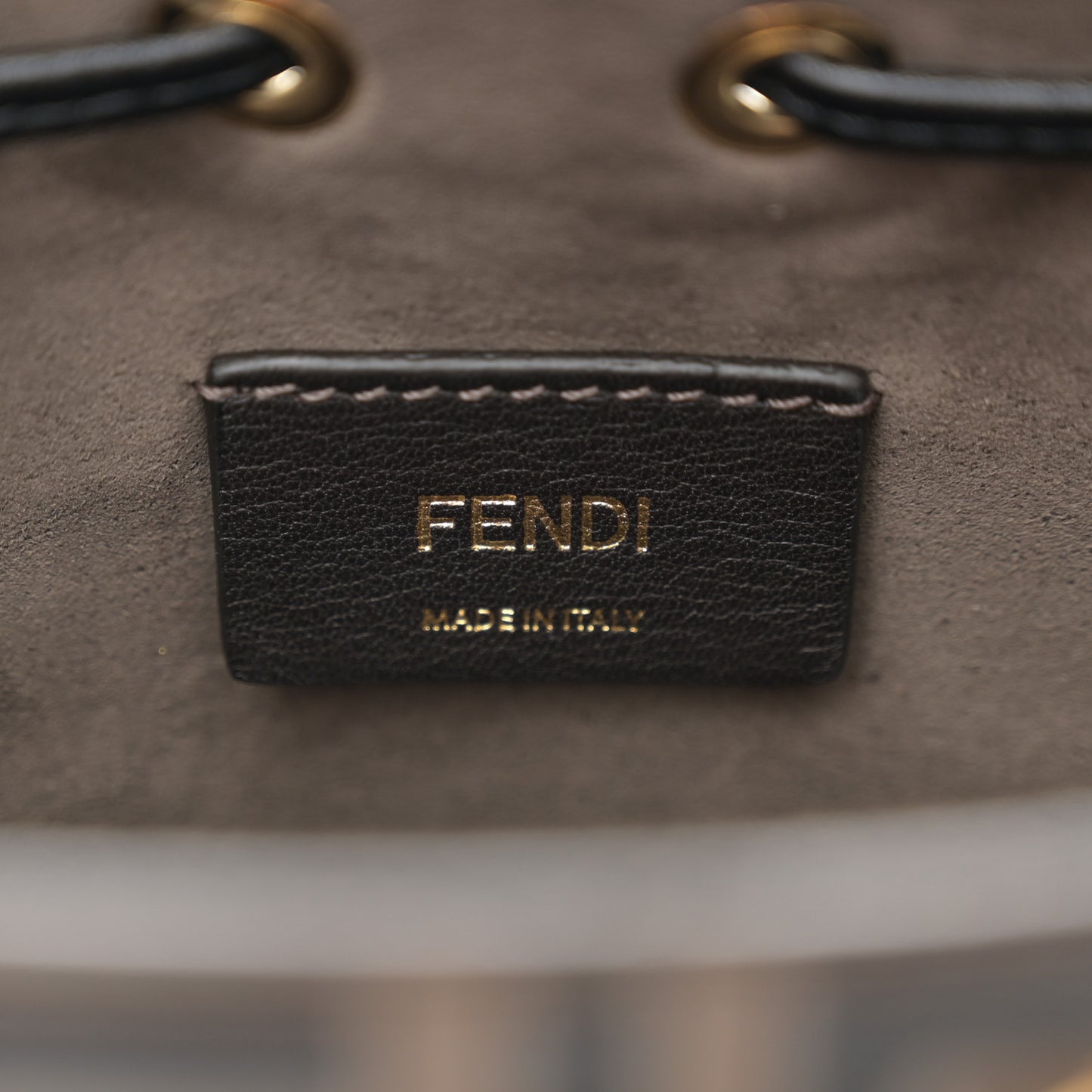 Vitello Liberty F is Fendi Bi-Color FF 1974 Embossed Mini Mon Tresor Bucket Bag Maya Black
