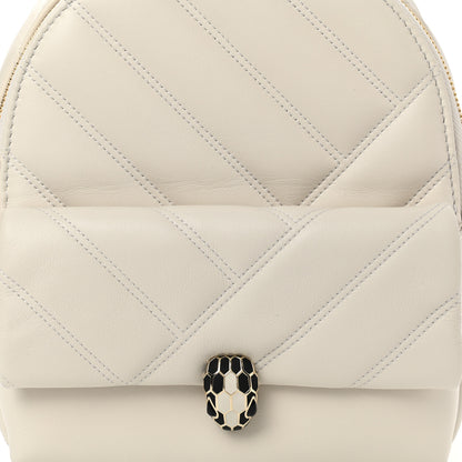 Bulgari Calfskin Matelasse Serpenti Cabochon Backpack White 7 of 9