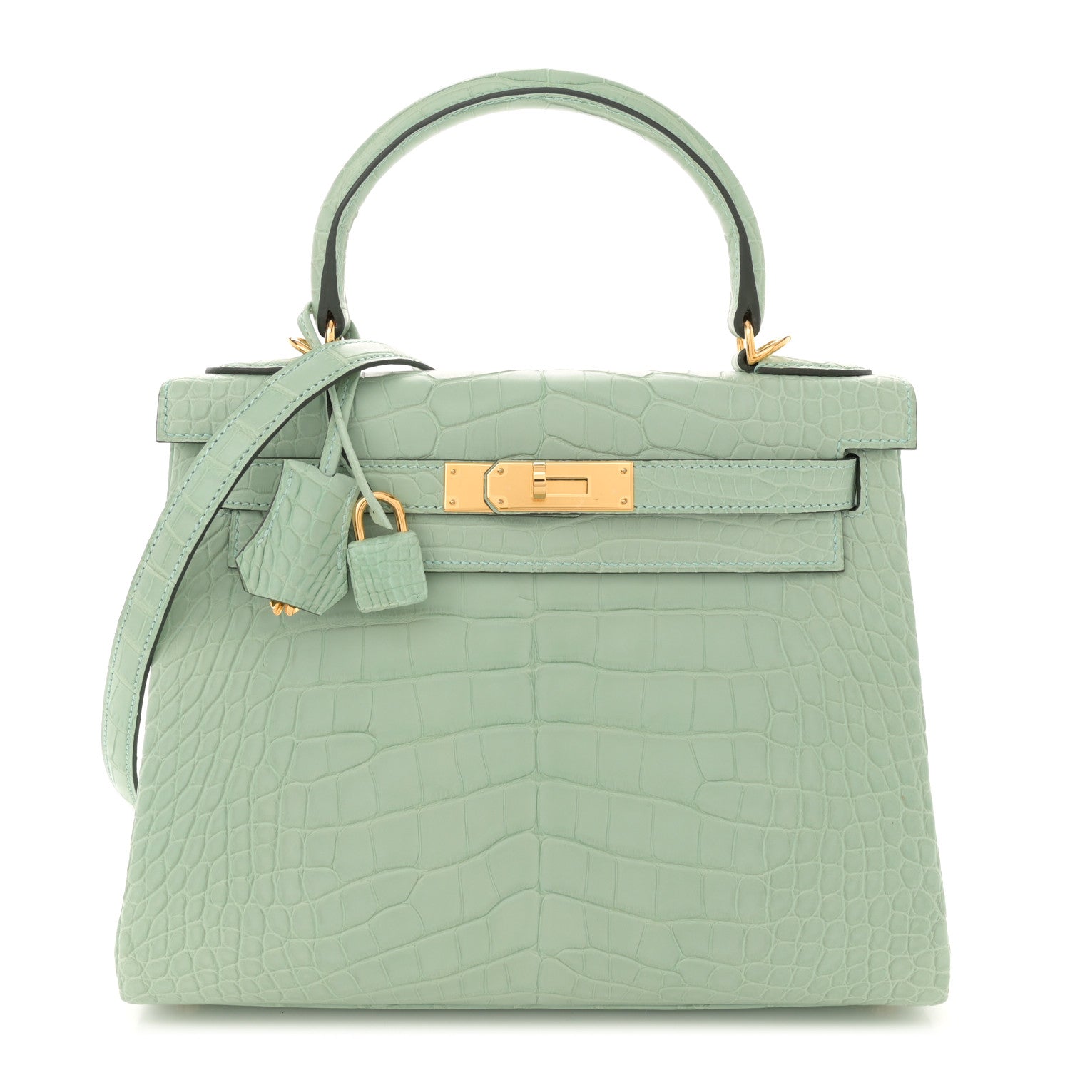 Hermes Matte Alligator Kelly Retourne 28 Vert D'eau 1 of 11