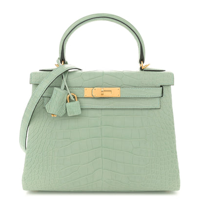 Hermes Matte Alligator Kelly Retourne 28 Vert D'eau 1 of 11