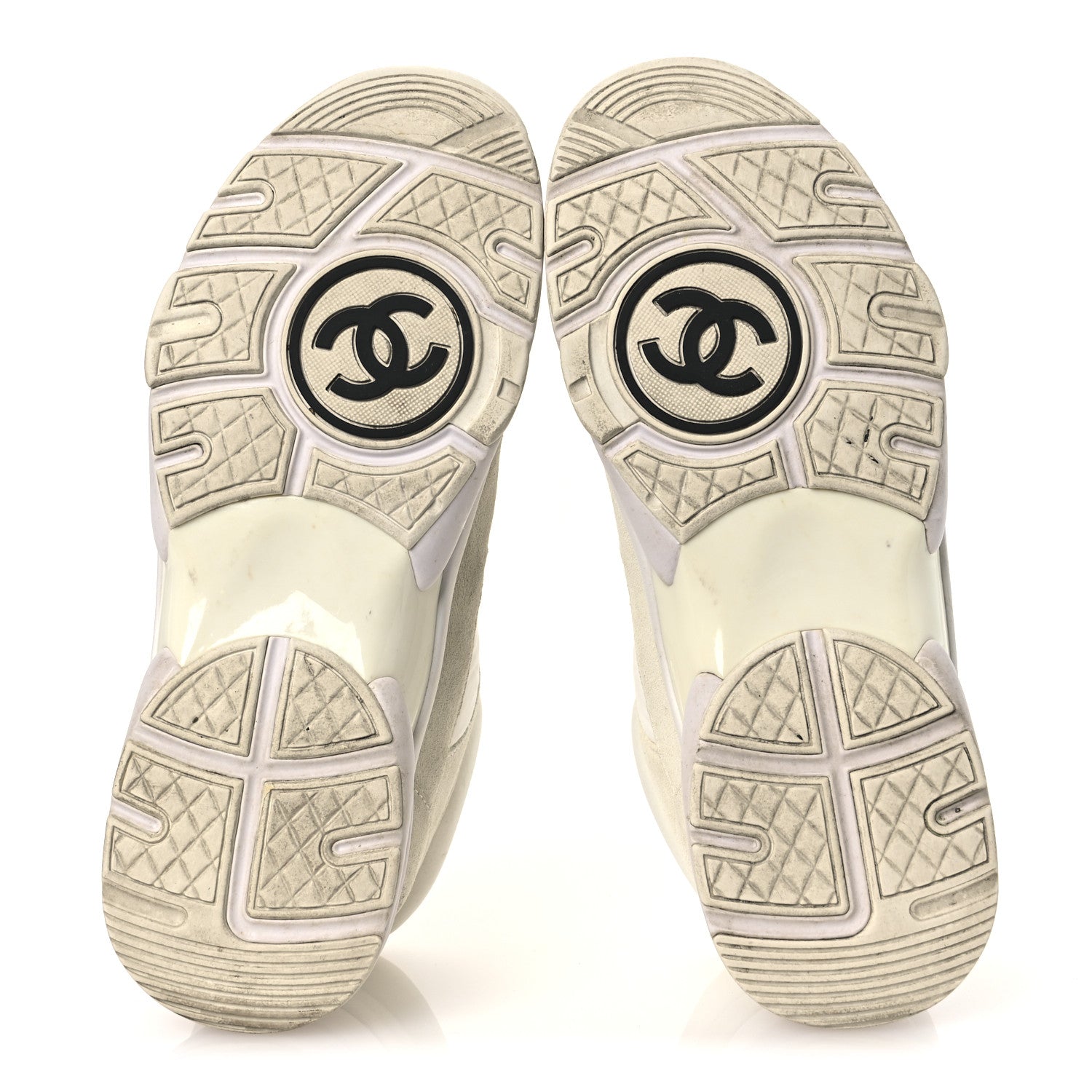 Chanel Suede Calfskin Fabric CC Sneakers 39 White 7 of 14