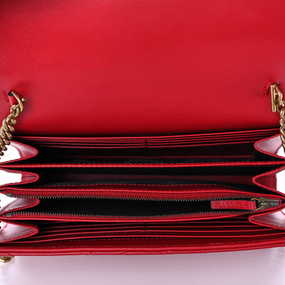 Gucci Calfskin Matelasse GG Marmont Chain Wallet Hibiscus Red 5 of 9
