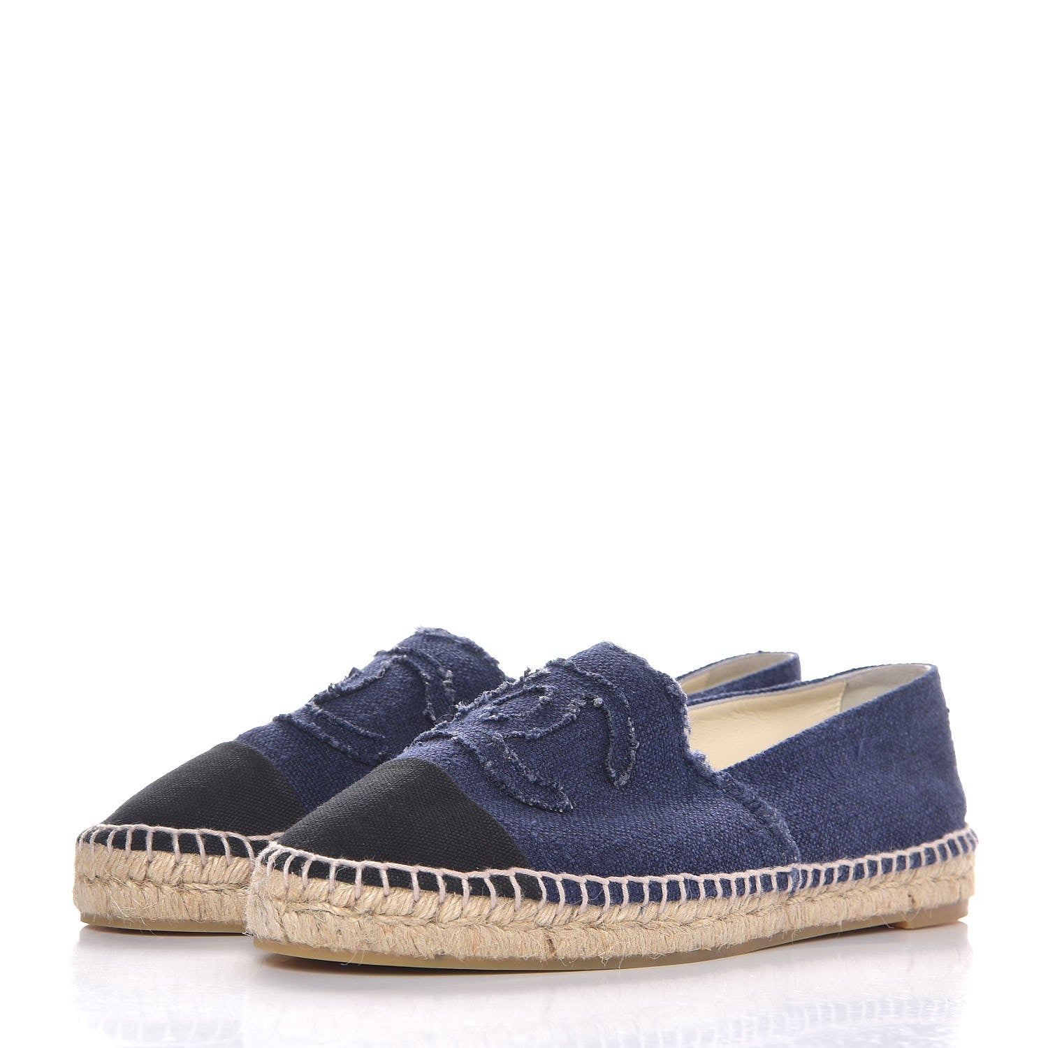 Chanel Linen CC Espadrilles 41 Blue Black 3 of 10
