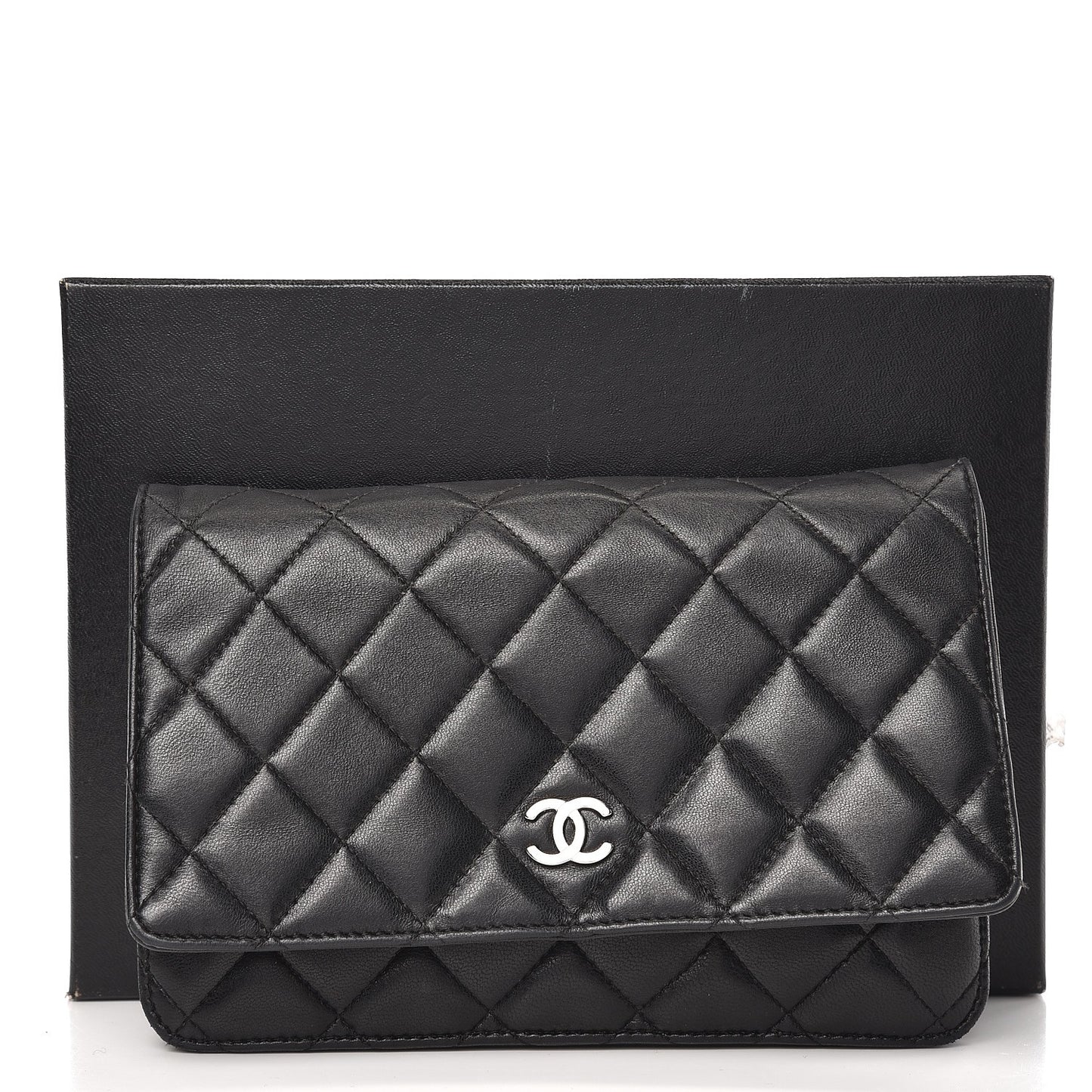 Lambskin Quilted Wallet On Chain WOC Black