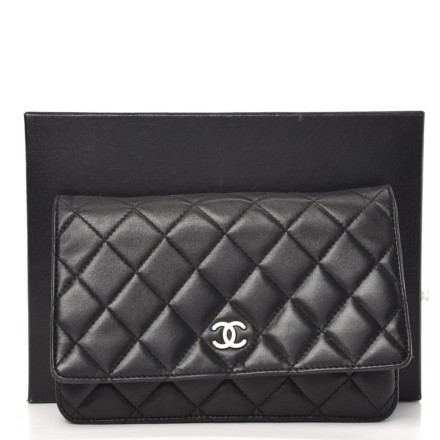 Chanel Lambskin Quilted Wallet On Chain WOC Black 10 of 10