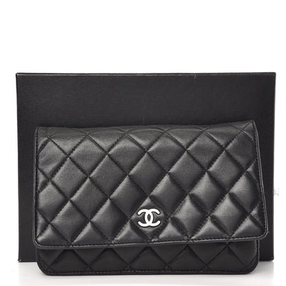 Chanel Lambskin Quilted Wallet On Chain WOC Black 10 of 10