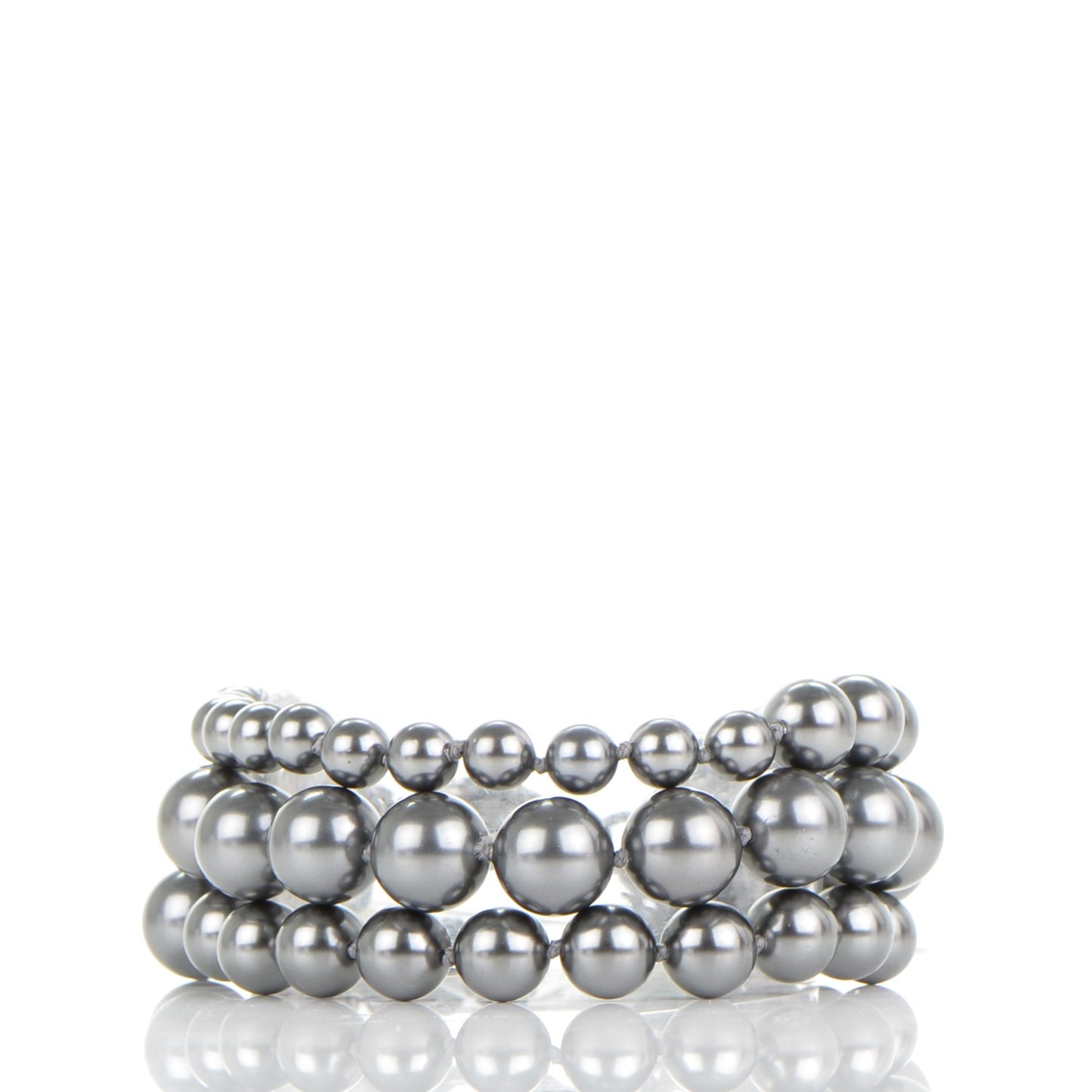 Pearl Bead CC Multistrand Bracelet Pearly Grey
