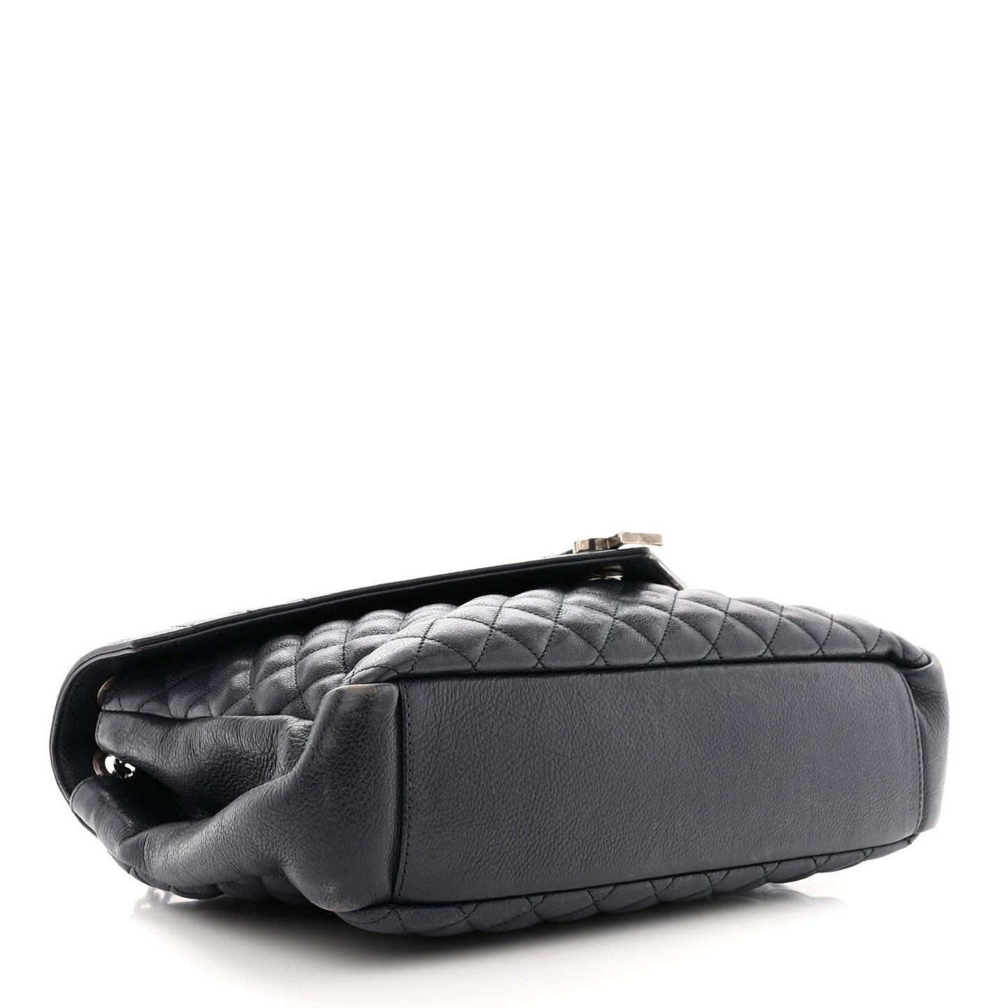 SAINT LAURENT Calfskin Mixed Matelasse Triquilt Large Monogram Envelope Satchel Deep Marine