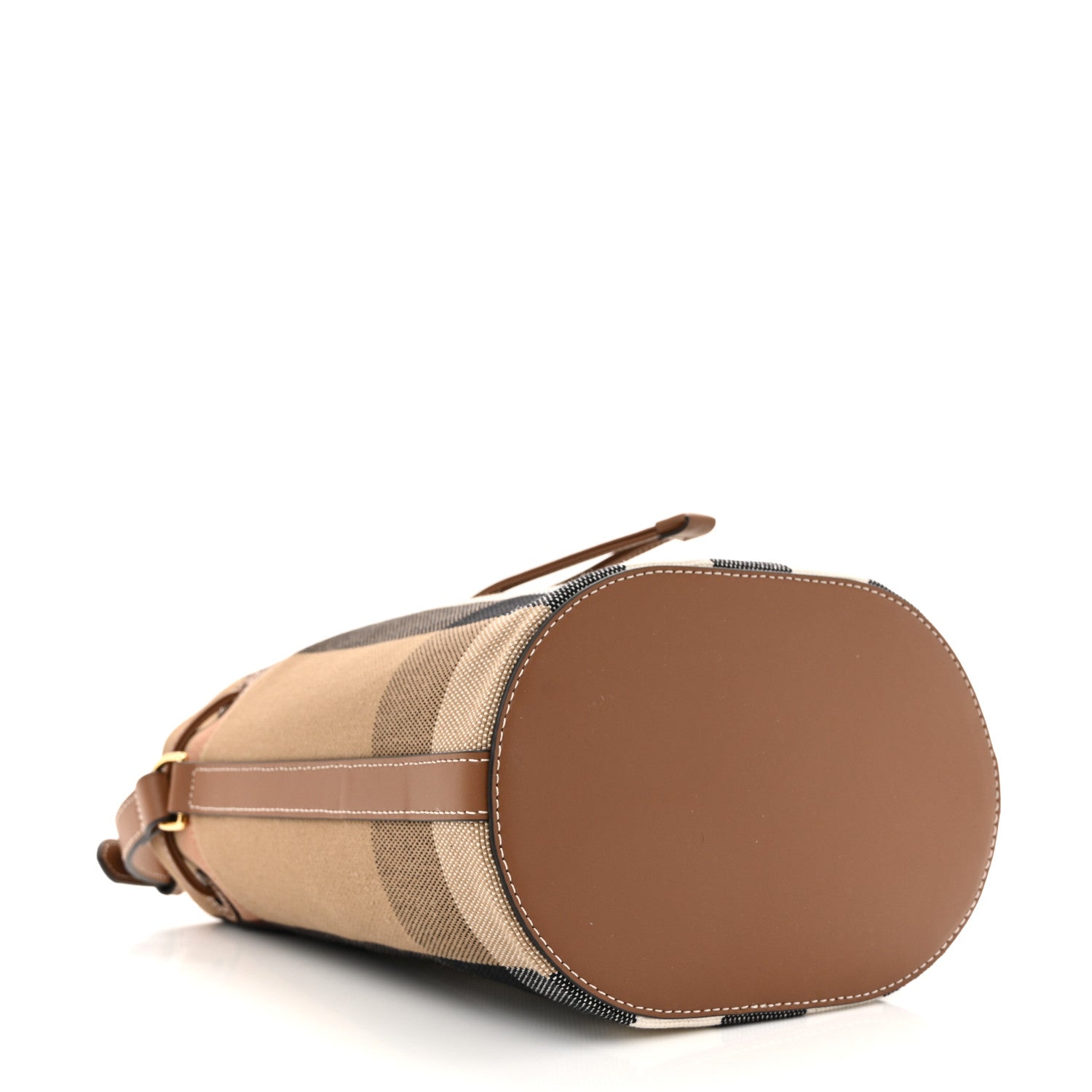 Burberry Giant Check Canvas Small Bucket Bag Taupe Brown 1790274