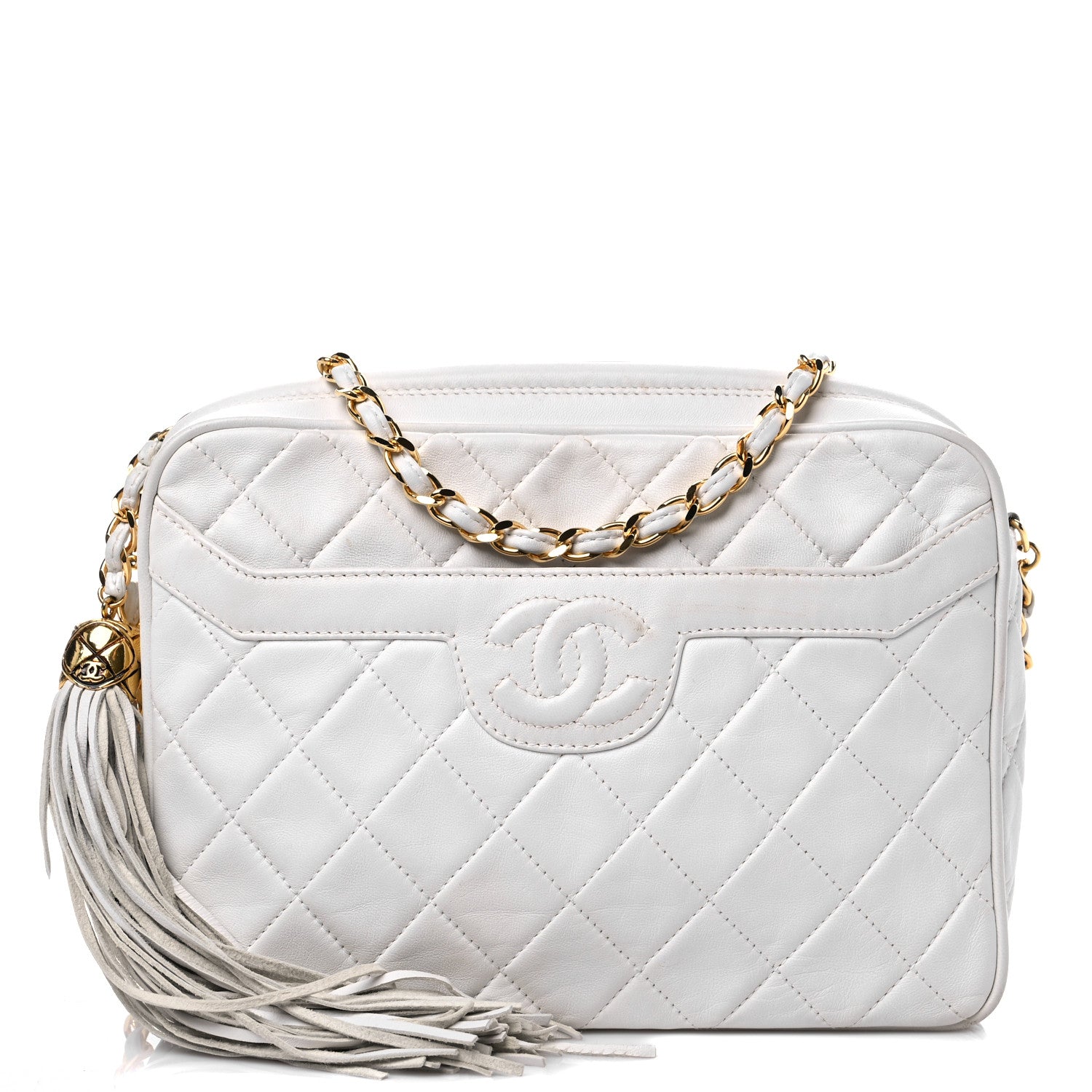 Chanel Lambskin Quilted Tassel Camera Case White 1 of 14