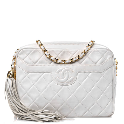Chanel Lambskin Quilted Tassel Camera Case White 1 of 14