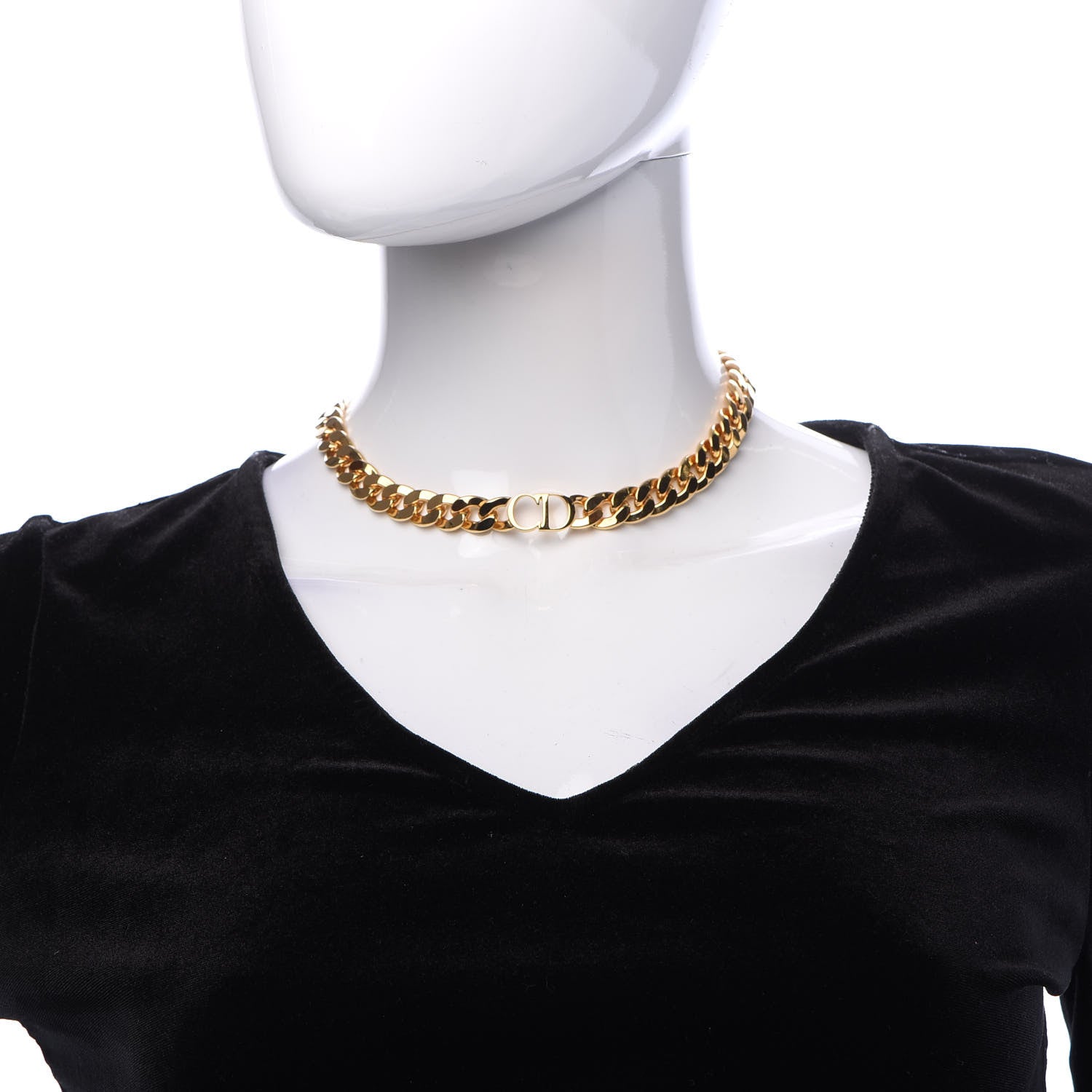 Christian Dior Metal CD Choker Necklace Gold 2 of 6