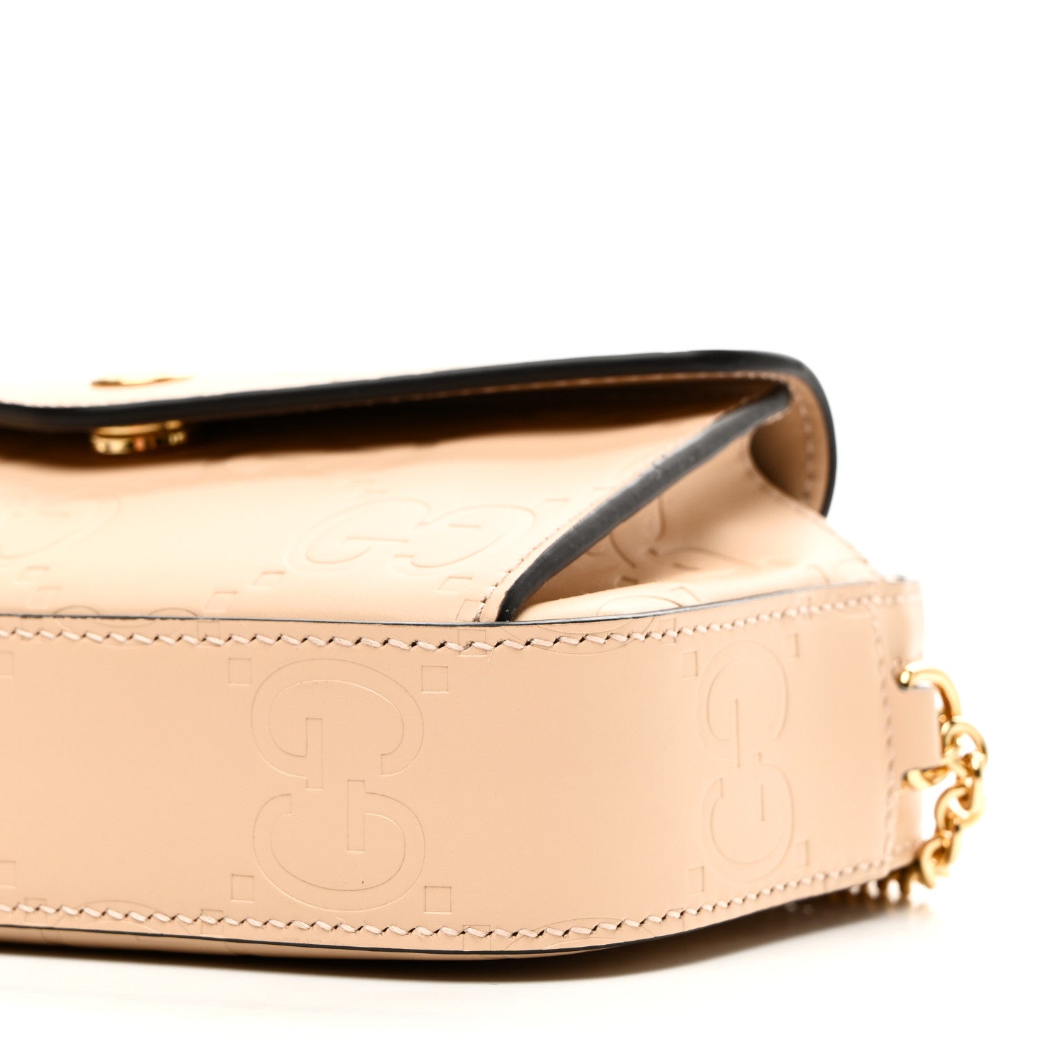 Gucci Calfskin GG Super Mini Debossed Chain Wallet Light Beige 10 of 10