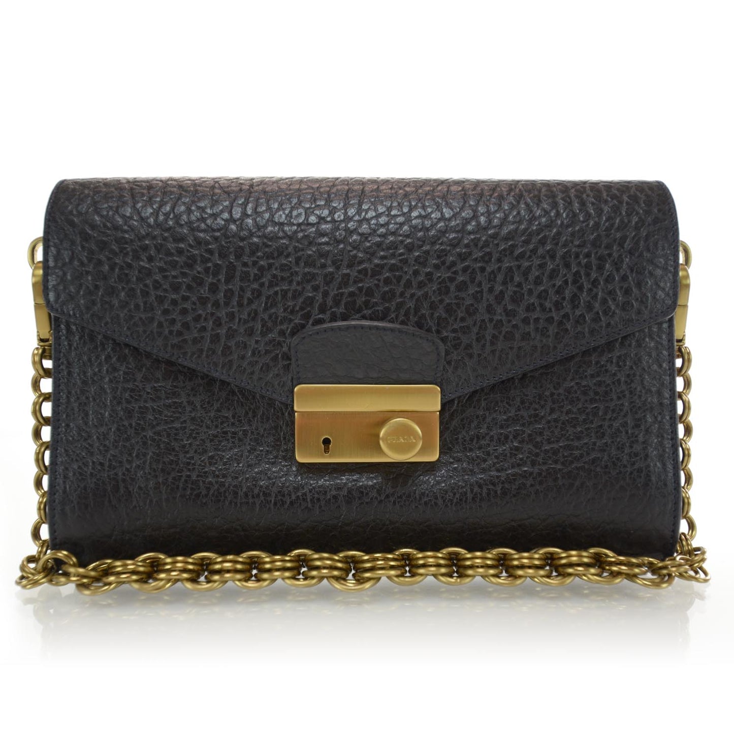 Leather Berlino Sound Clutch Bag Black