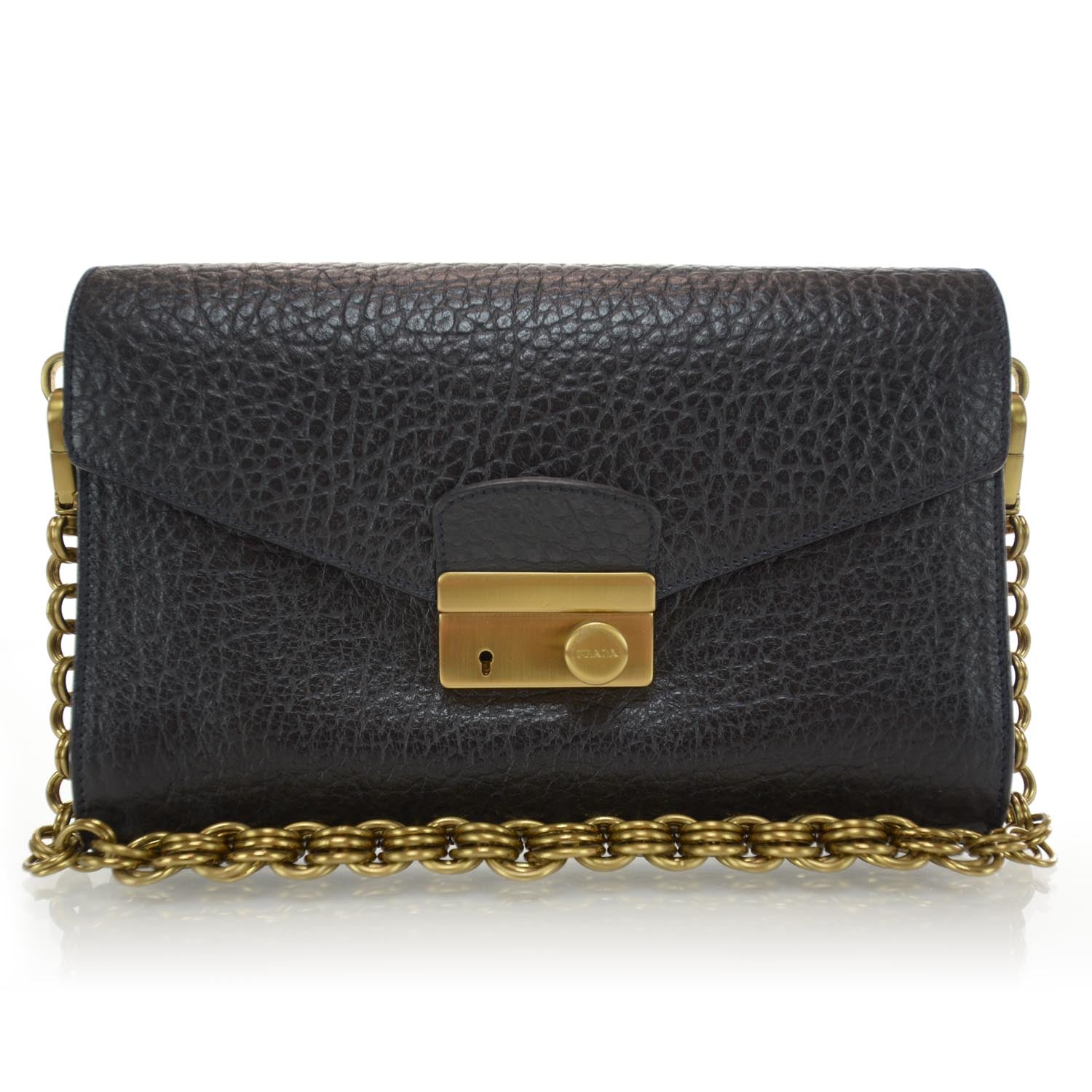 Prada Leather Berlino Sound Clutch Bag Black 1 of 16