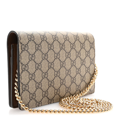 Gucci GG Supreme Monogram Script Logo Heart Wallet on Chain Beige Brown 3 of 10