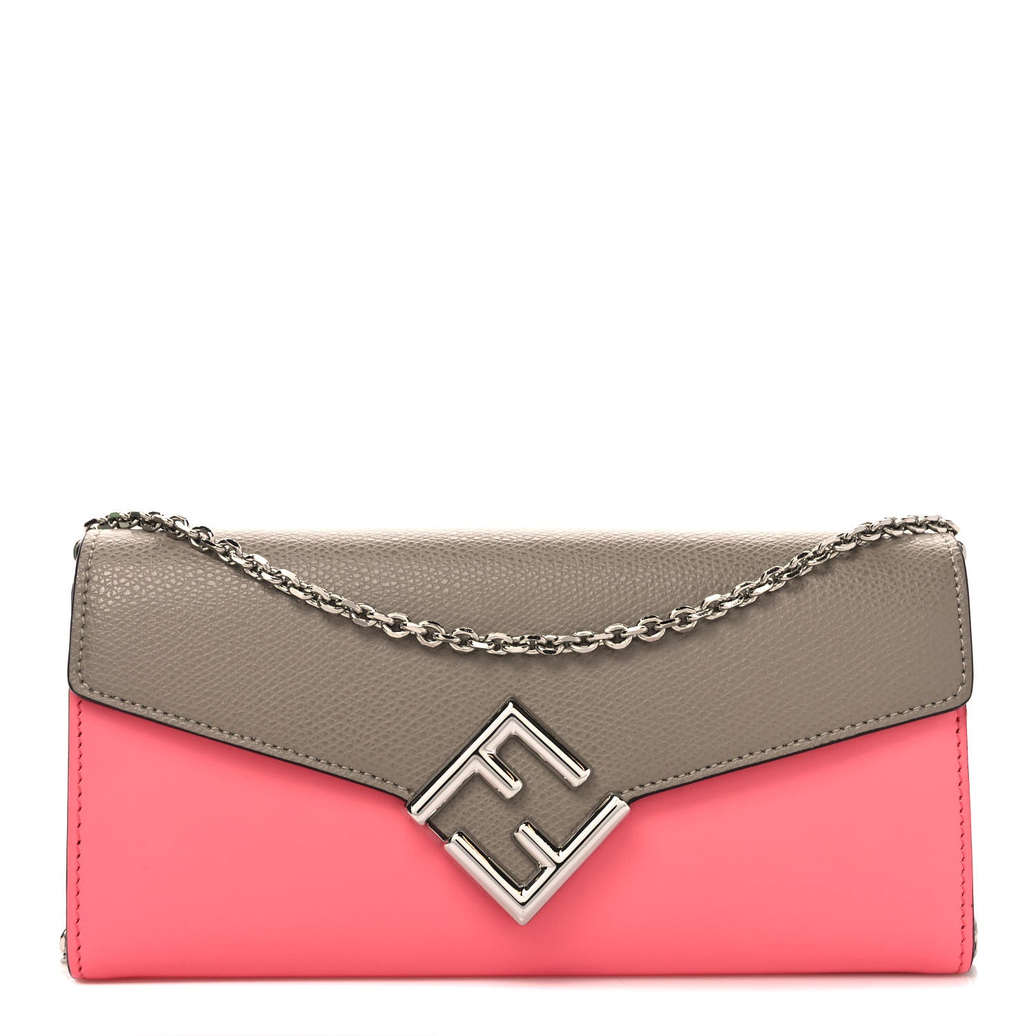 Fendi Vitello King Cruise FF Diamonds Continental Envelope Wallet On Chain Pink Dalia Tortora 1 of 7