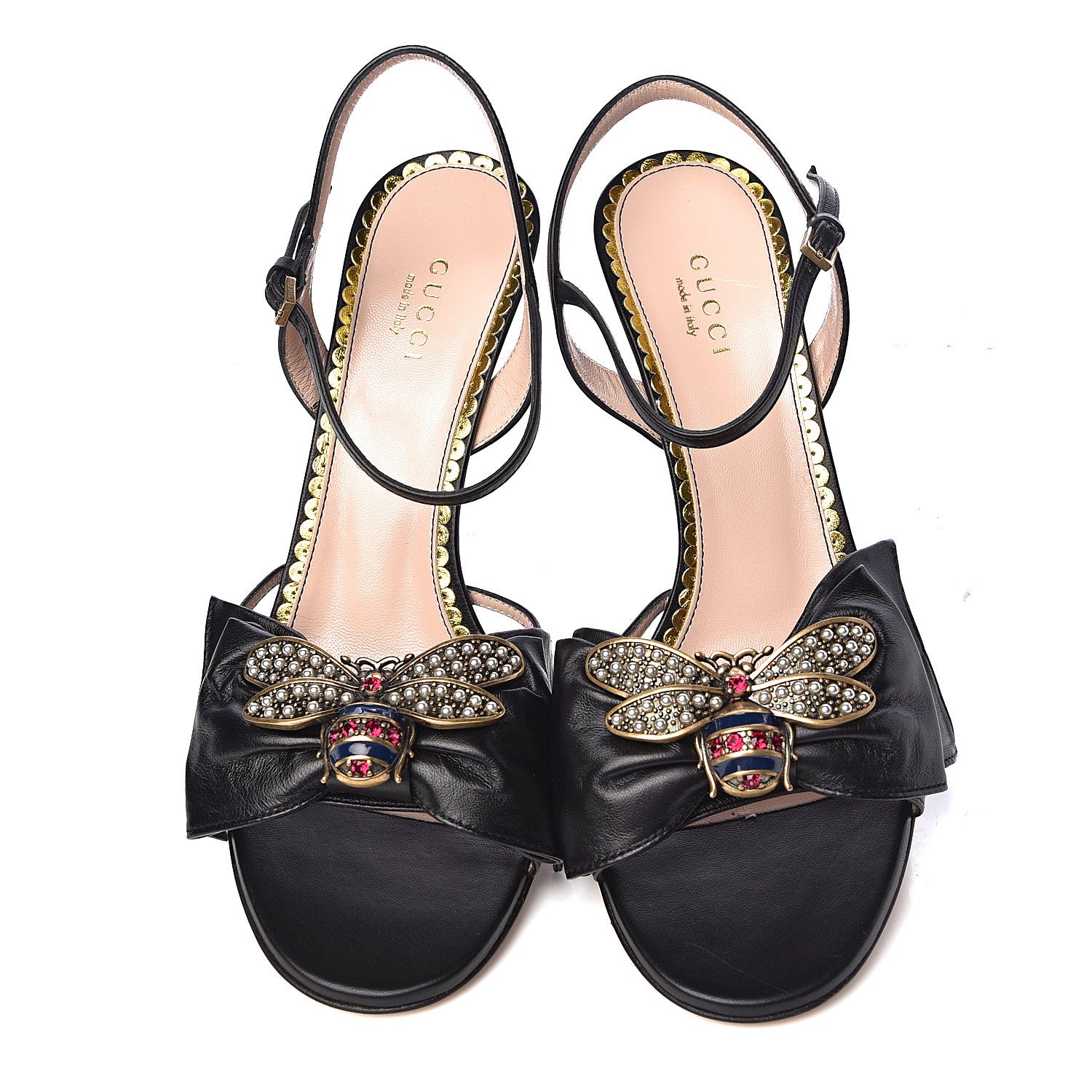 Gucci Nappa Queen Margaret Mid Heel Sandals 38.5 Black 8 of 9