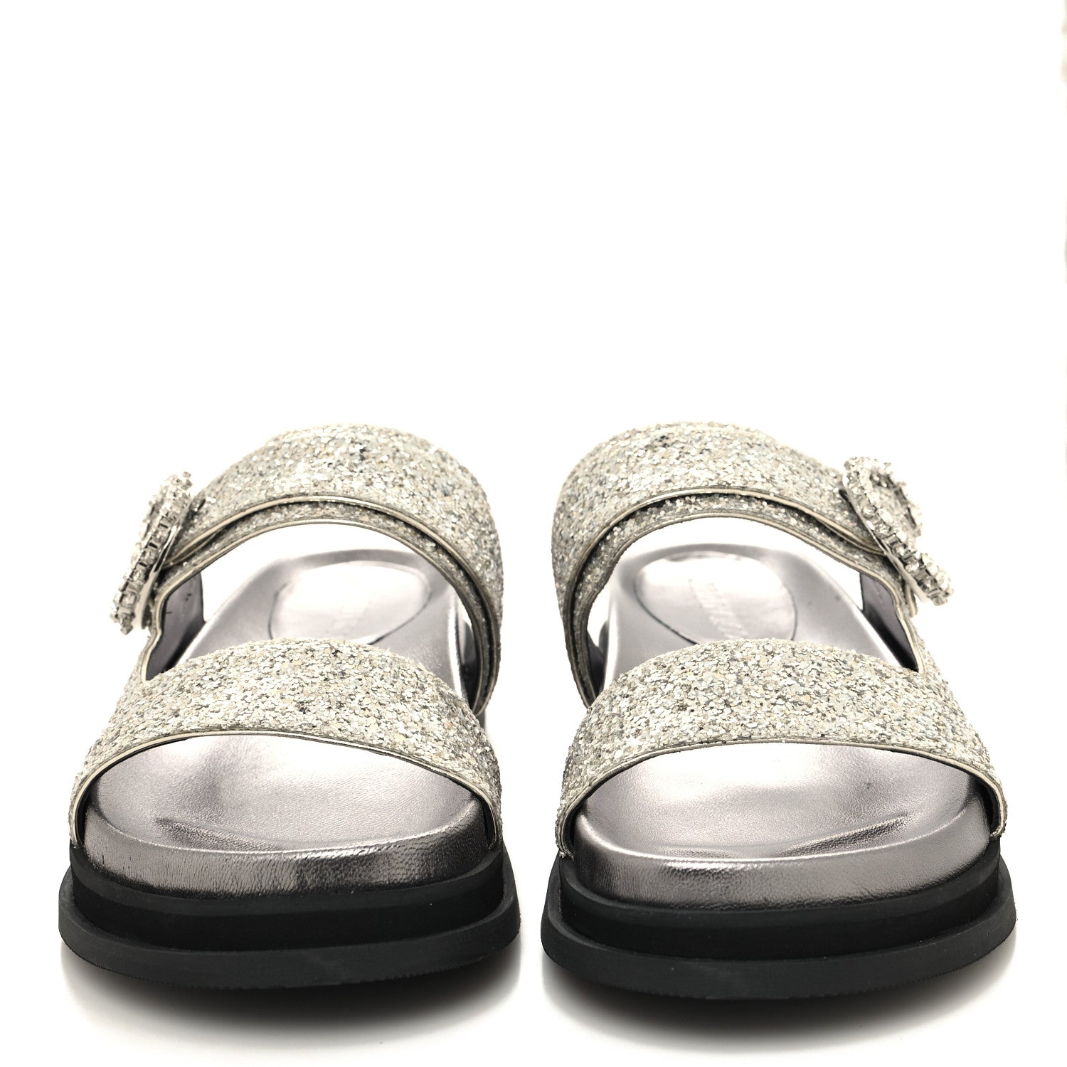 Jimmy Choo Glitter Crystal Embellished Marga Slide Sandals 38.5 Gold 2 of 7