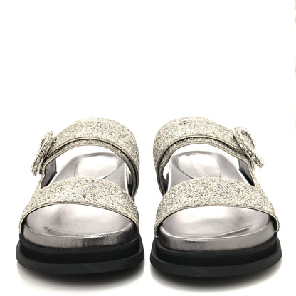 Jimmy Choo Glitter Crystal Embellished Marga Slide Sandals 38.5 Gold 2 of 7