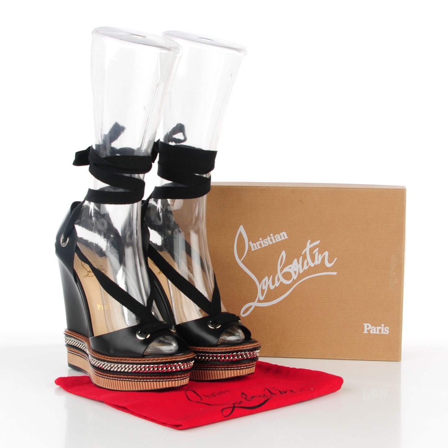 Shiny Calfskin Tribuli 140 Wedge Sandals 39 Black
