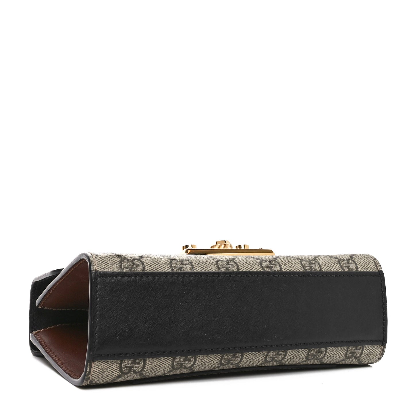 GG Supreme Monogram Calfskin Small Padlock Shoulder Bag Beige Black Cuir