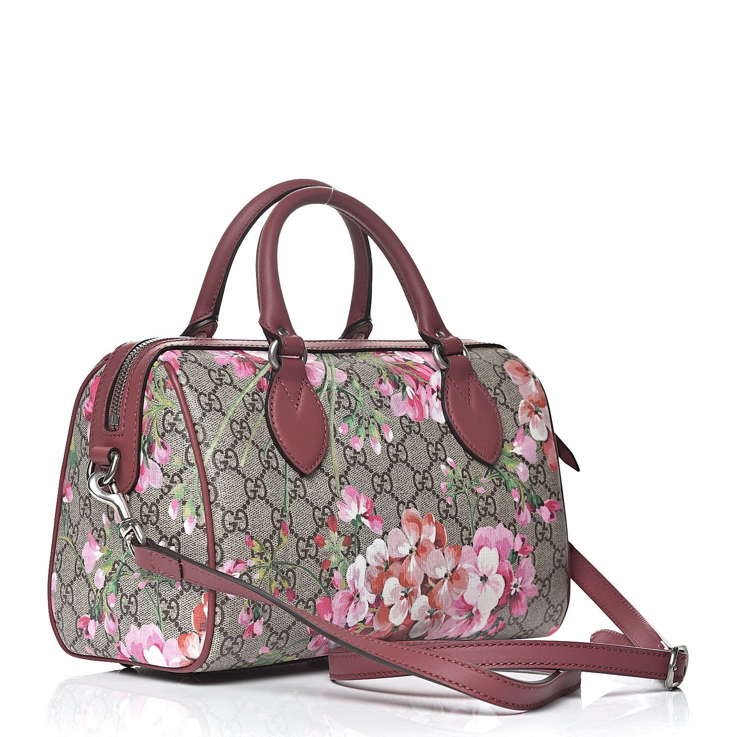 GG Supreme Monogram Blooms Small Boston Beige Multicolor Dry Rose