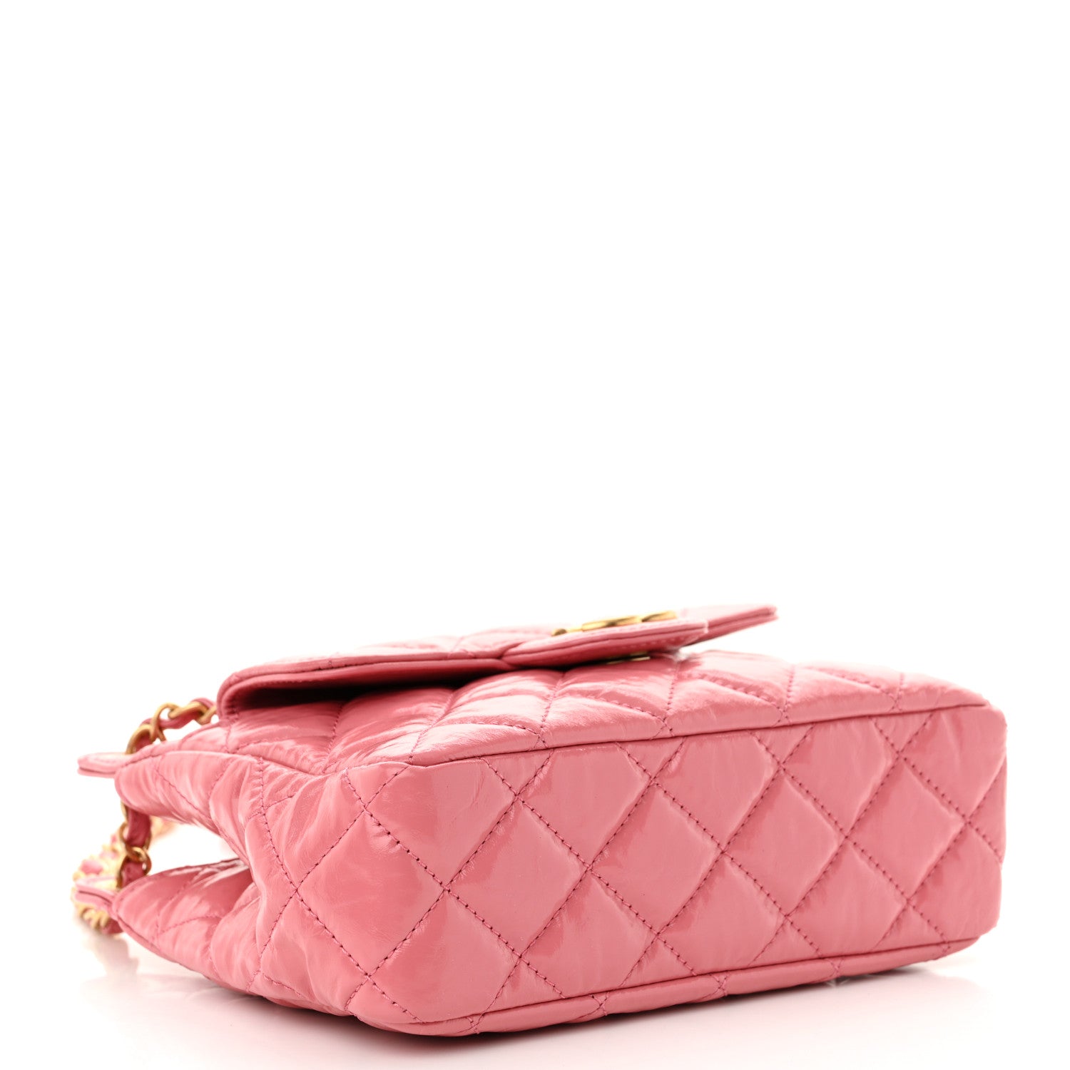 Chanel Shiny Crumpled Calfskin Quilted Small Wavy CC Hobo Pink 4 of 10