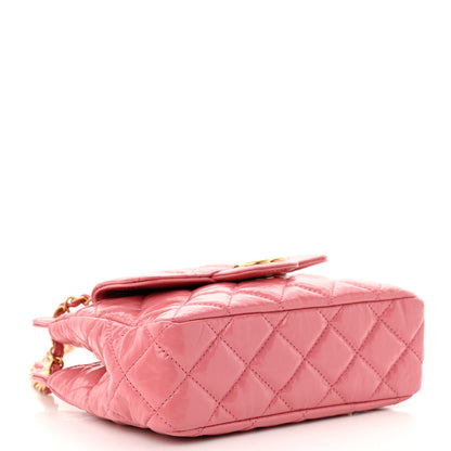 Chanel Shiny Crumpled Calfskin Quilted Small Wavy CC Hobo Pink 4 of 10